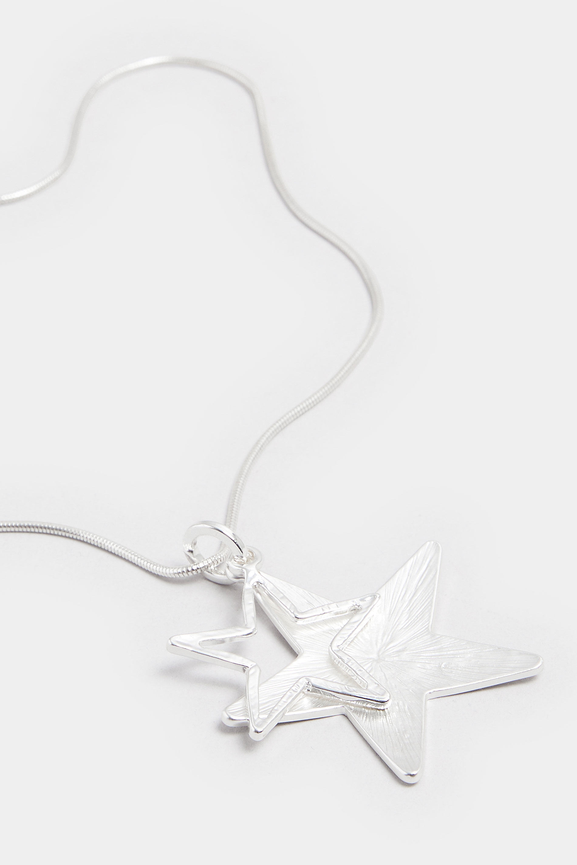 Silver Tone Double Star Long Necklace | Yours Clothing 2