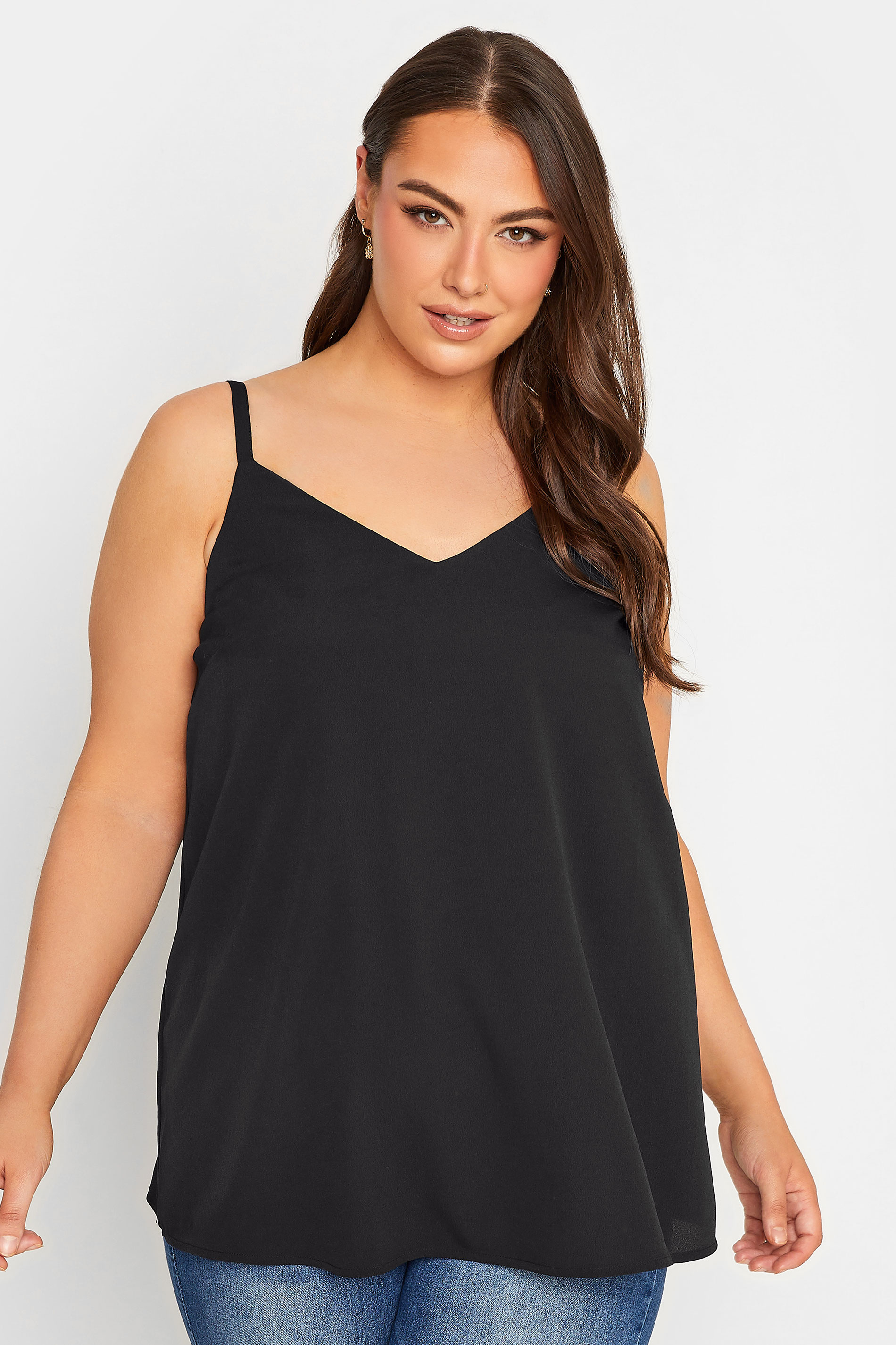 YOURS Curve Plus Size Black Cami Top | Yours Clothing  1
