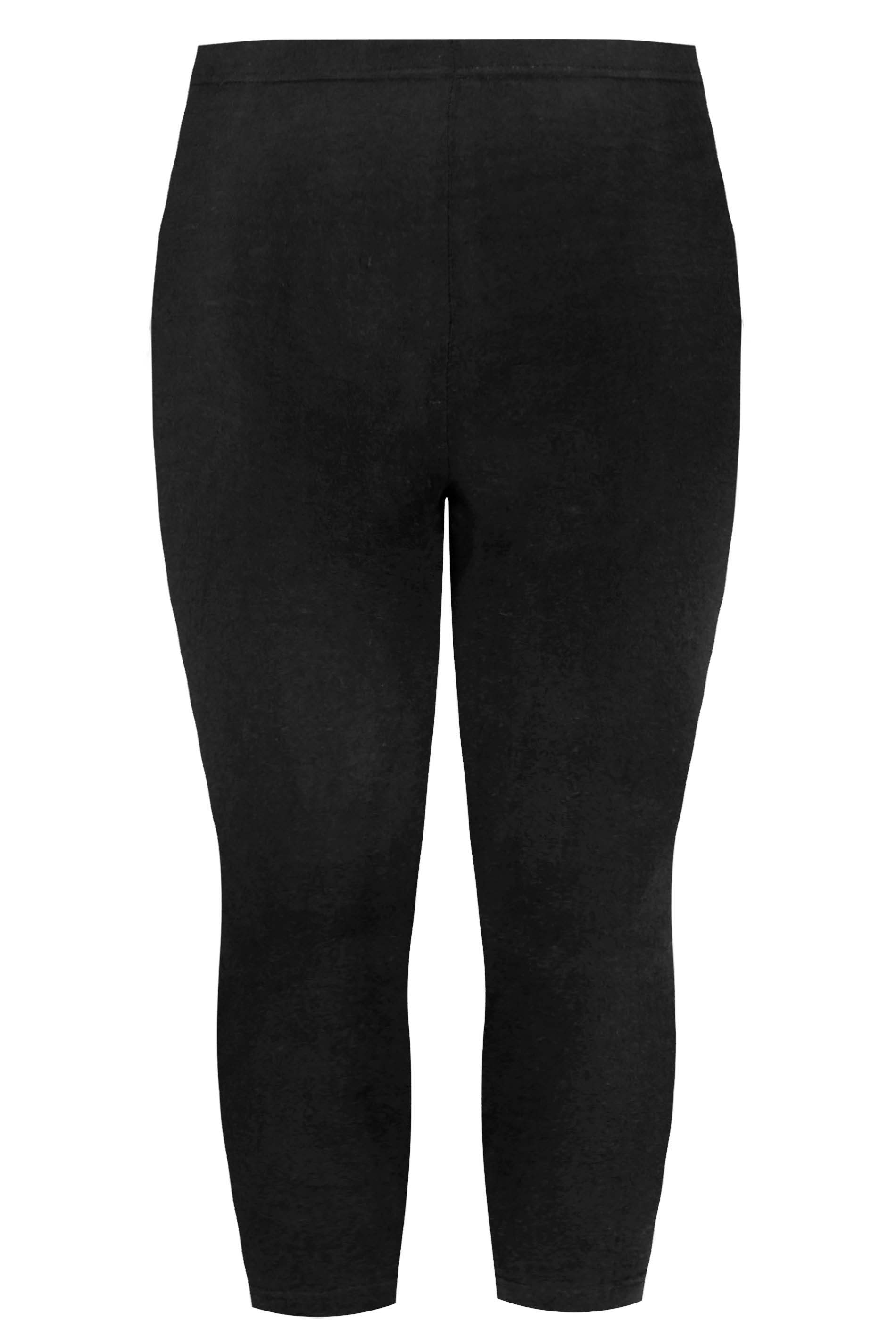 Plus Size Black Cotton Cropped Leggings | Yours Clothing 6