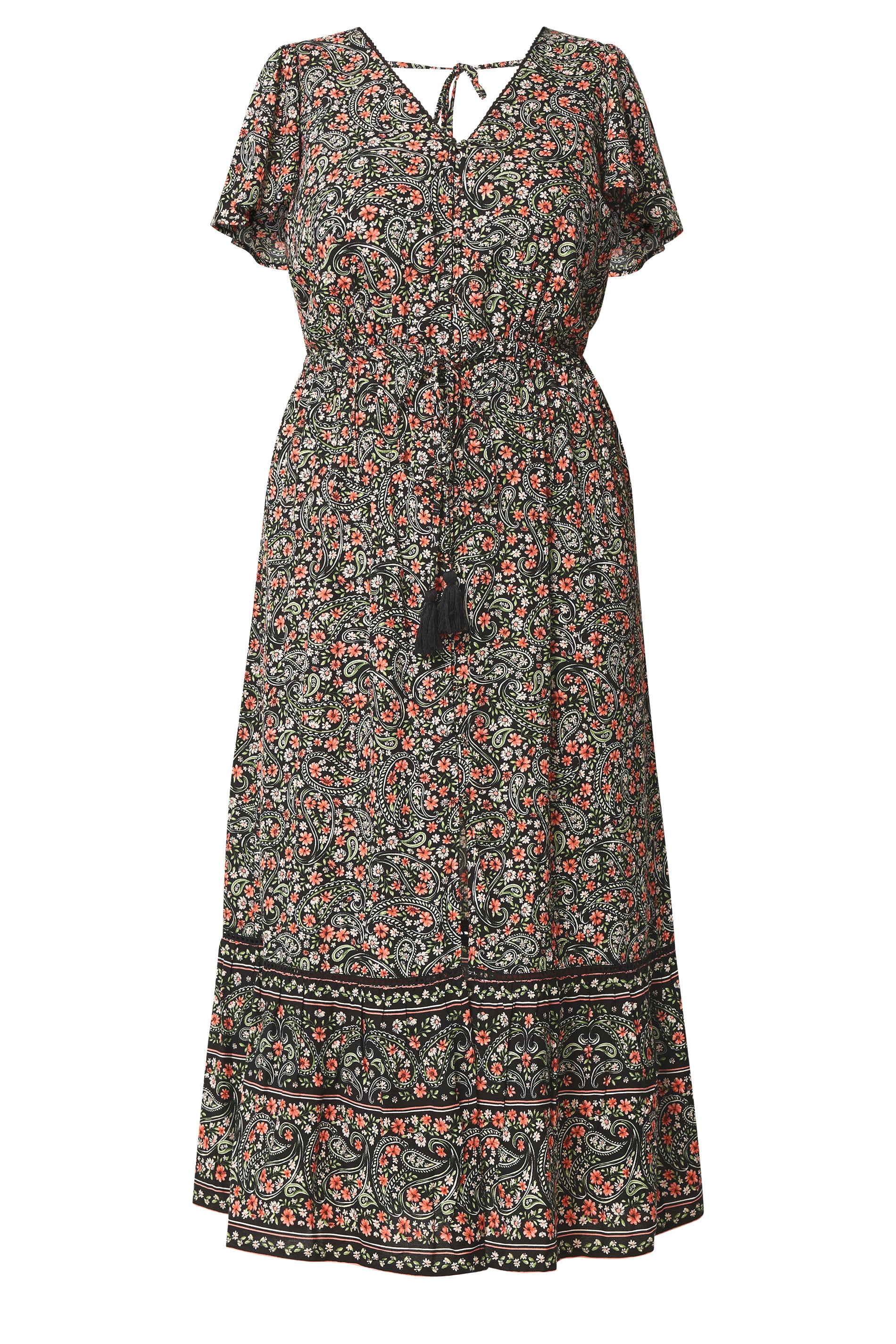 YOURS Plus Size Black Ditsy Floral Border Detail Dress | Yours Clothing 7