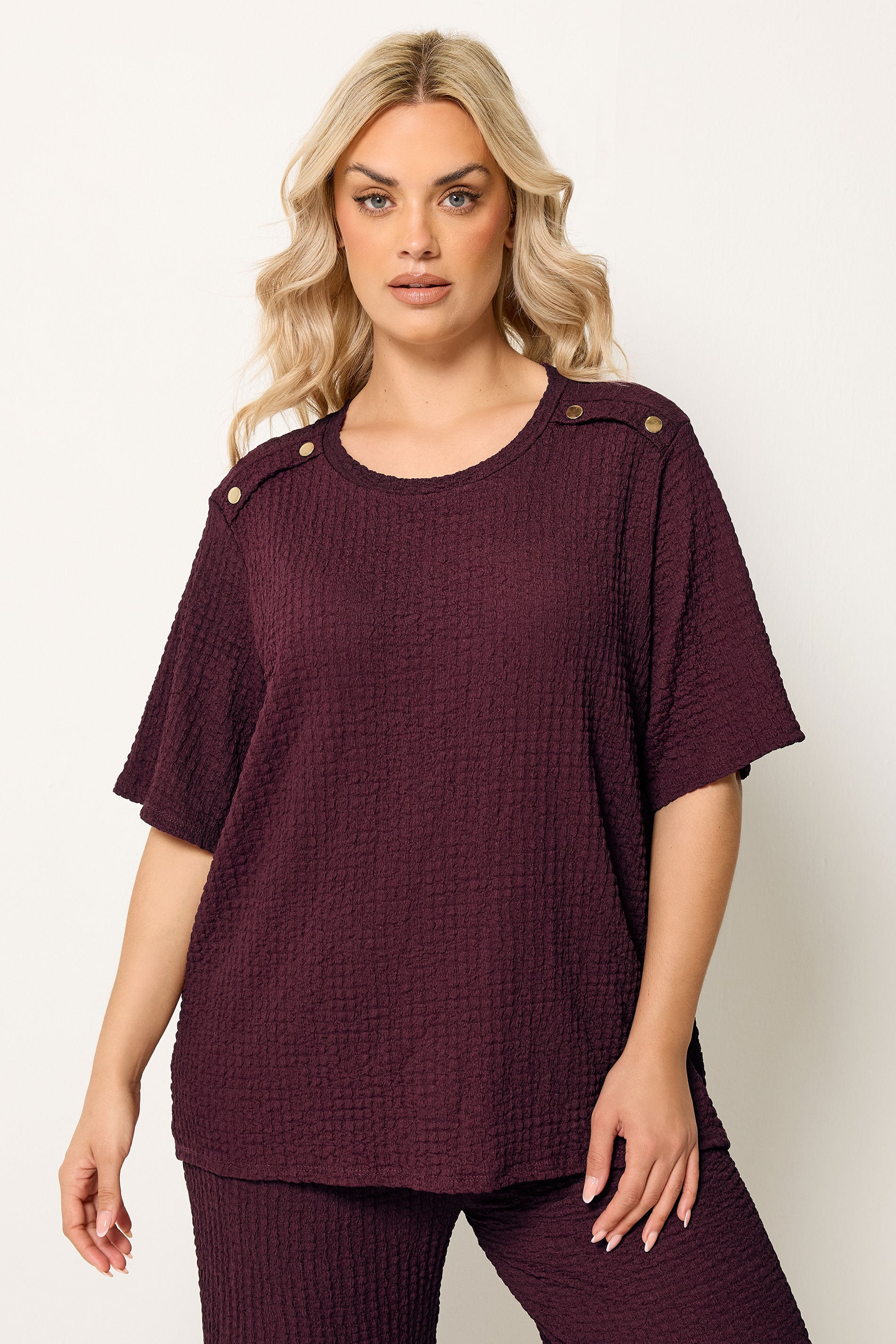 YOURS Plus Size Burgundy Red Bubble Texture Top | Yours Clothing 3