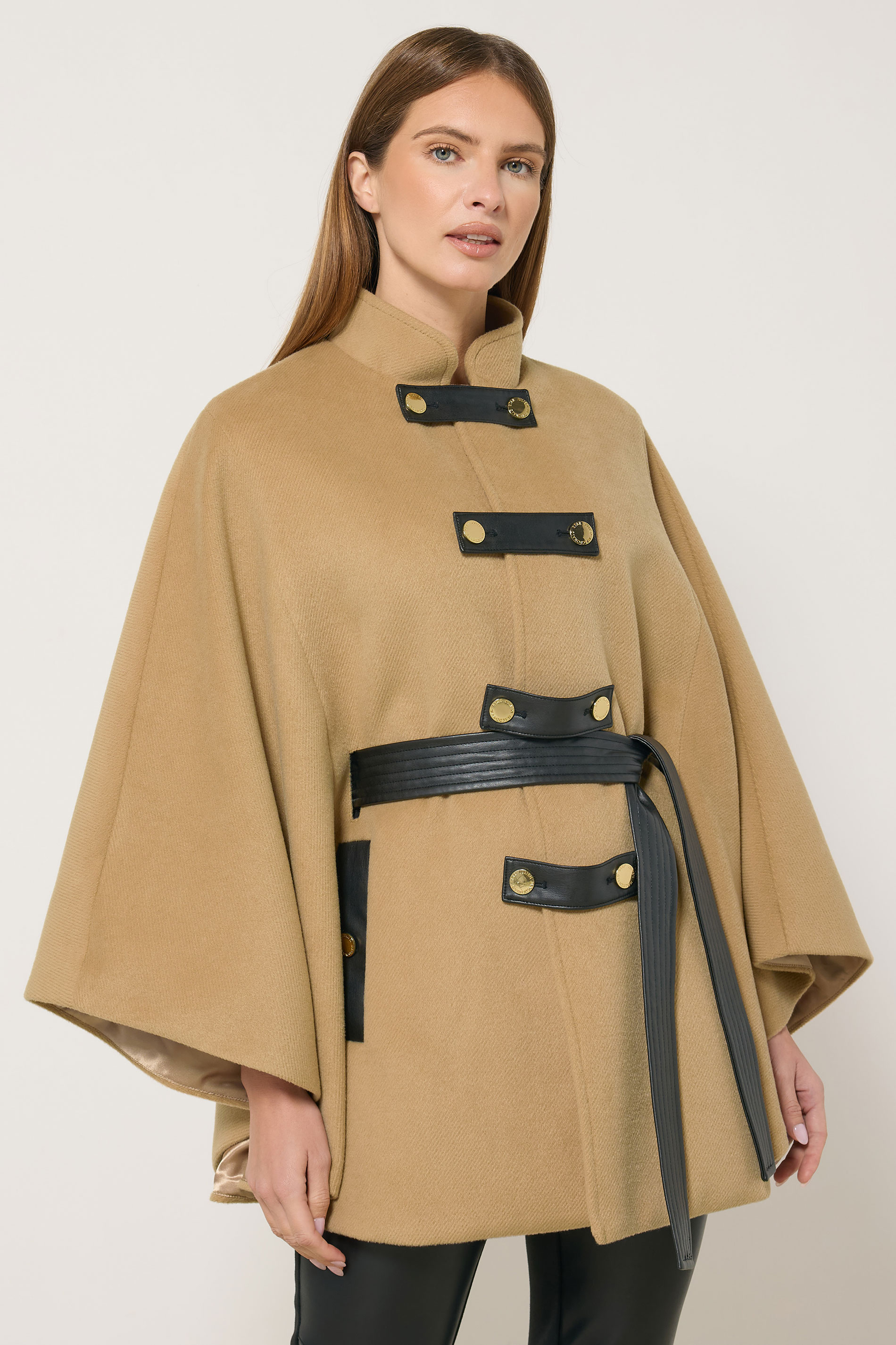STAR Natural Brown Button Through Cape Coat | StarByJM 1