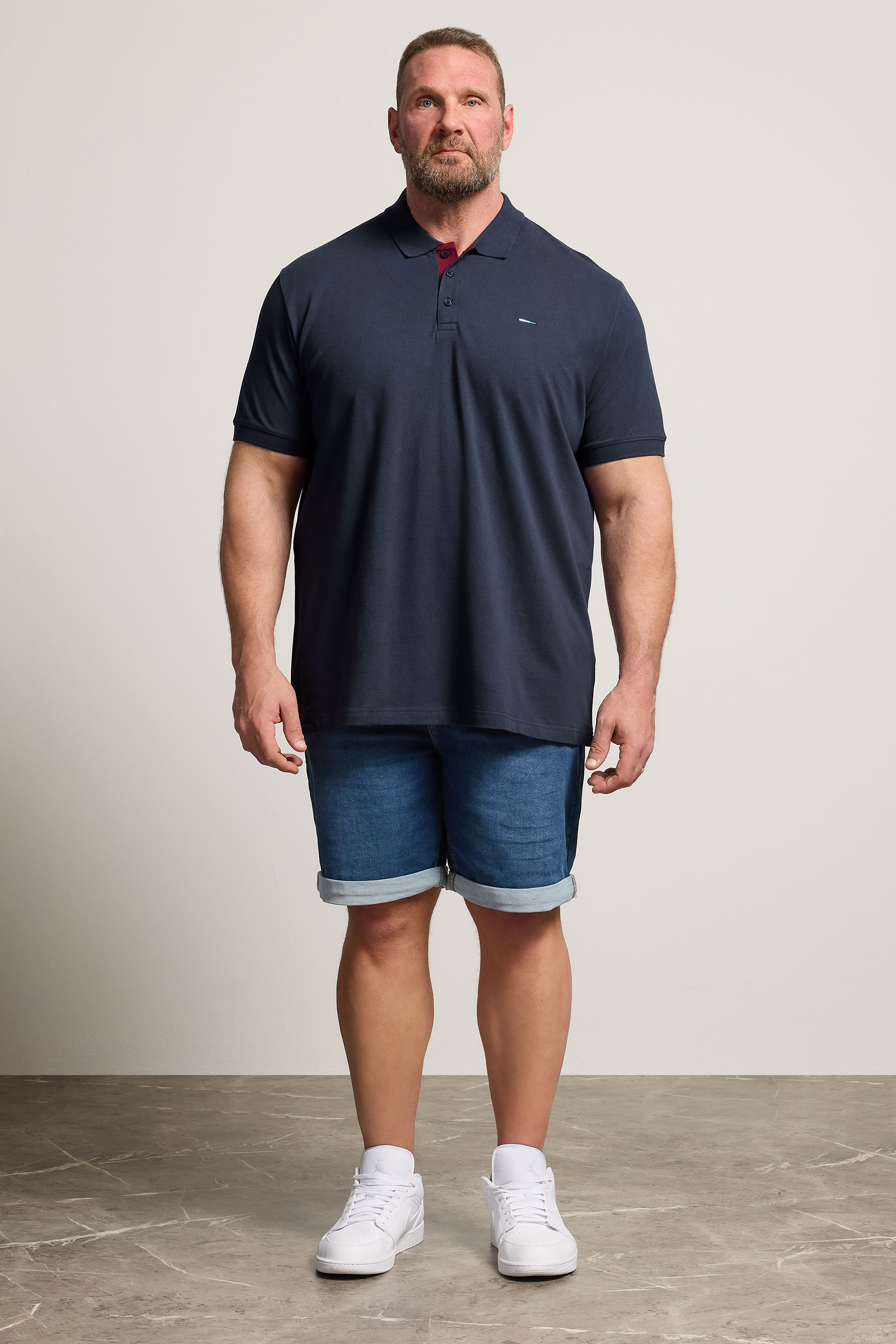 BadRhino Big & Tall Navy Blue & Red Contrast Polo Shirt | BadRhino 1