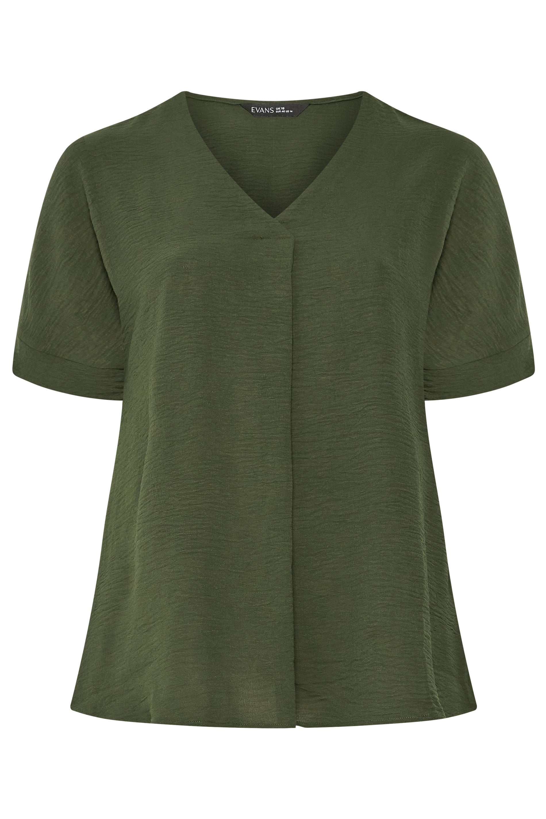 EVANS Curve Olive Green Front Pleat Blouse | Evans 5
