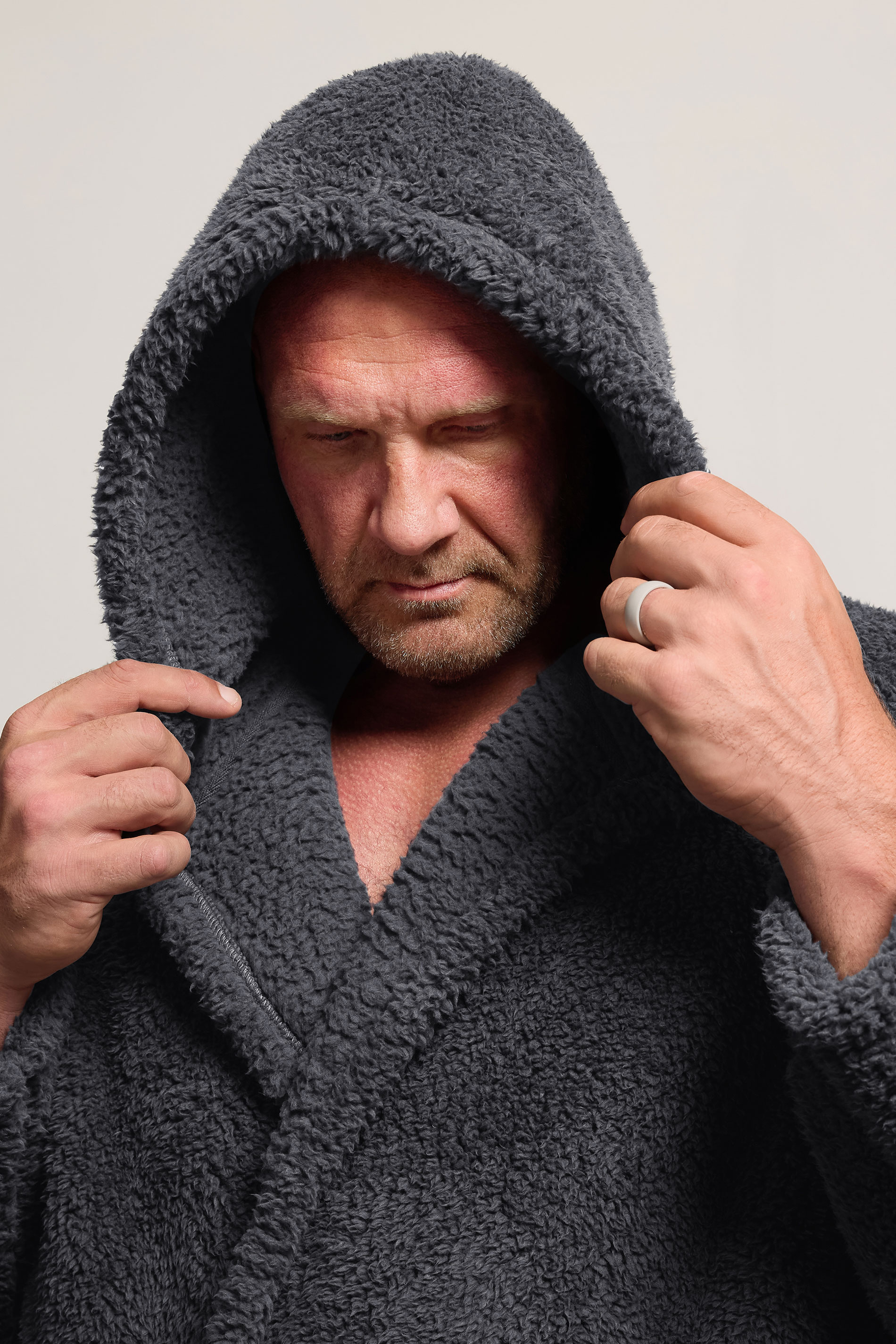BadRhino Big & Tall Charcoal Grey Super Soft  Borg Dressing Gown | BadRhino 2