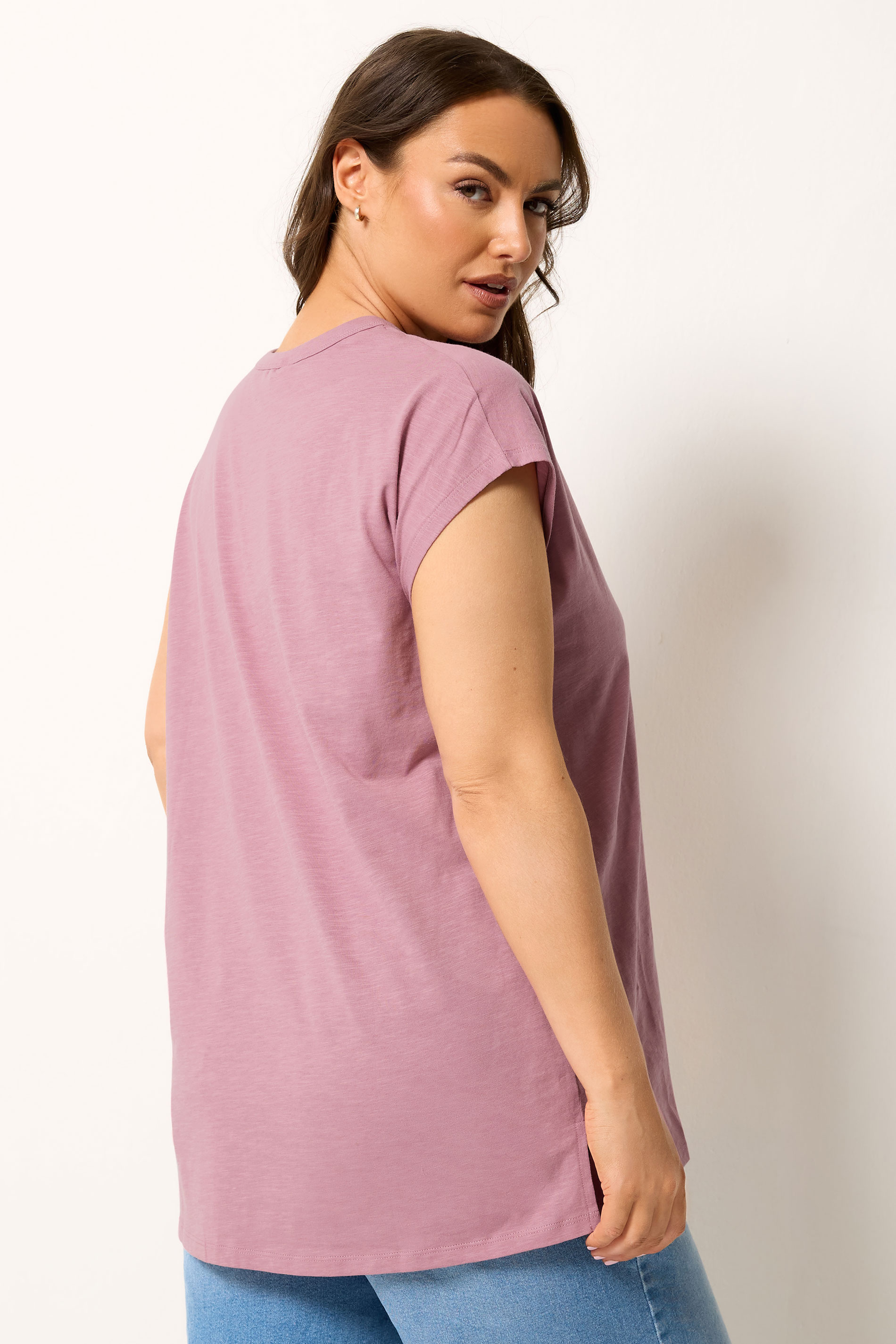 YOURS Plus Size Pink Stud Pocket T-Shirt | Yours Clothing 2