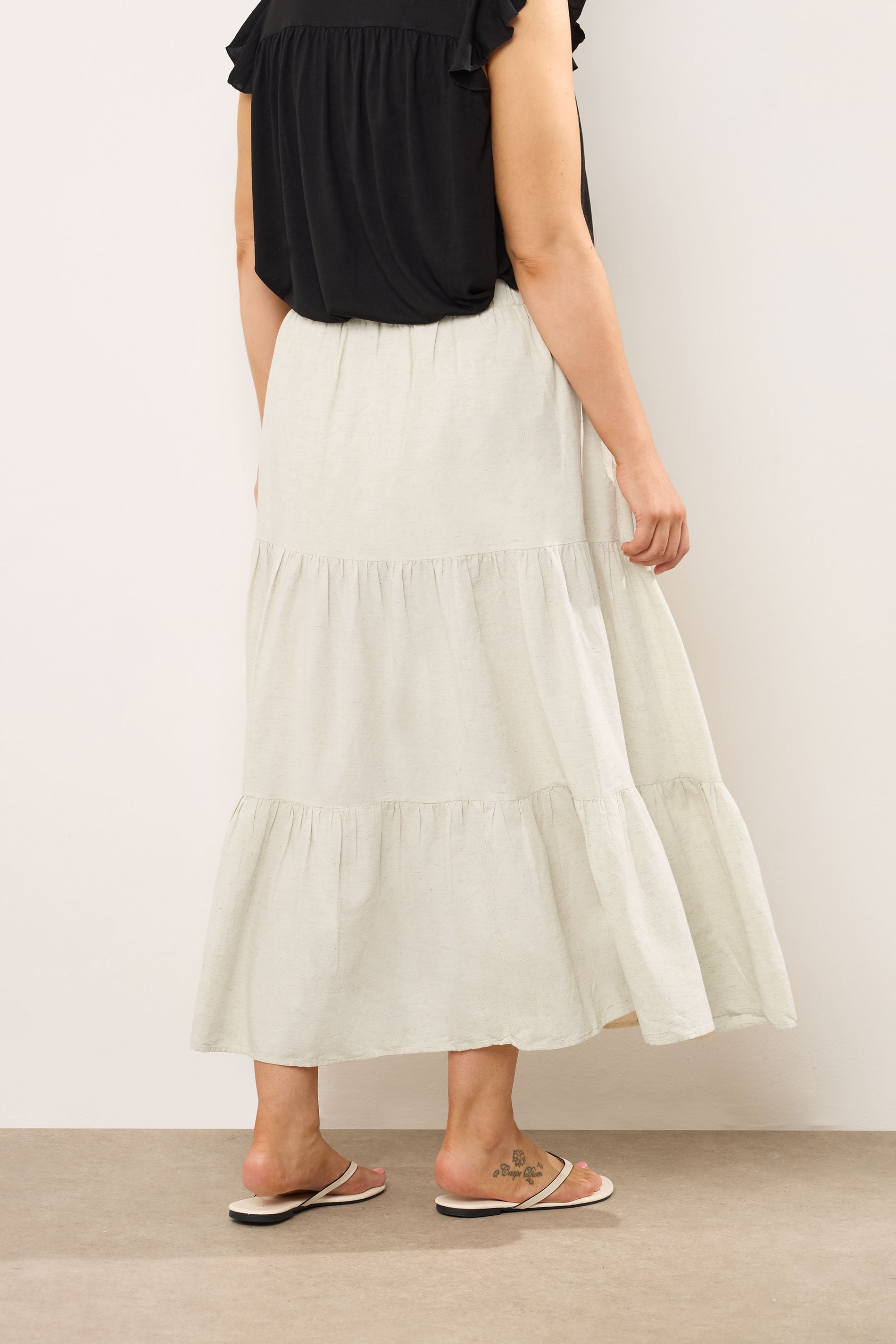 EVANS Plus Size Natural Brown Tiered Linen Maxi Skirt | Evans 4