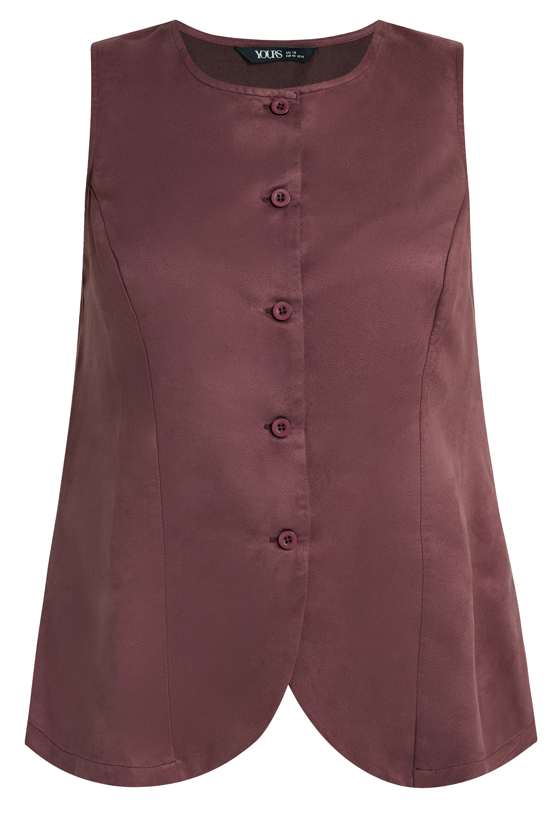 YOURS Curve Burgundy Red Suedette Waistcoat | Yours Clothing 5