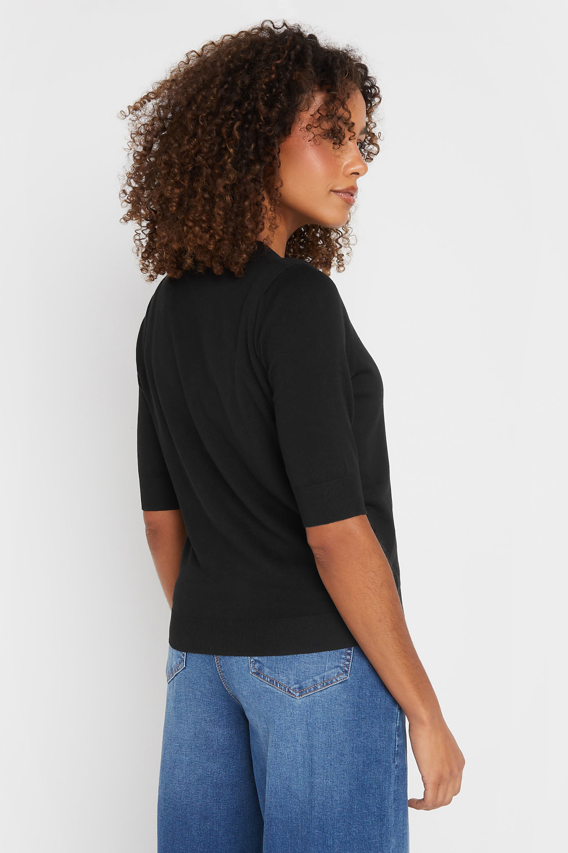M&Co Black Button Through Short Sleeve Cardigan | M&Co 3