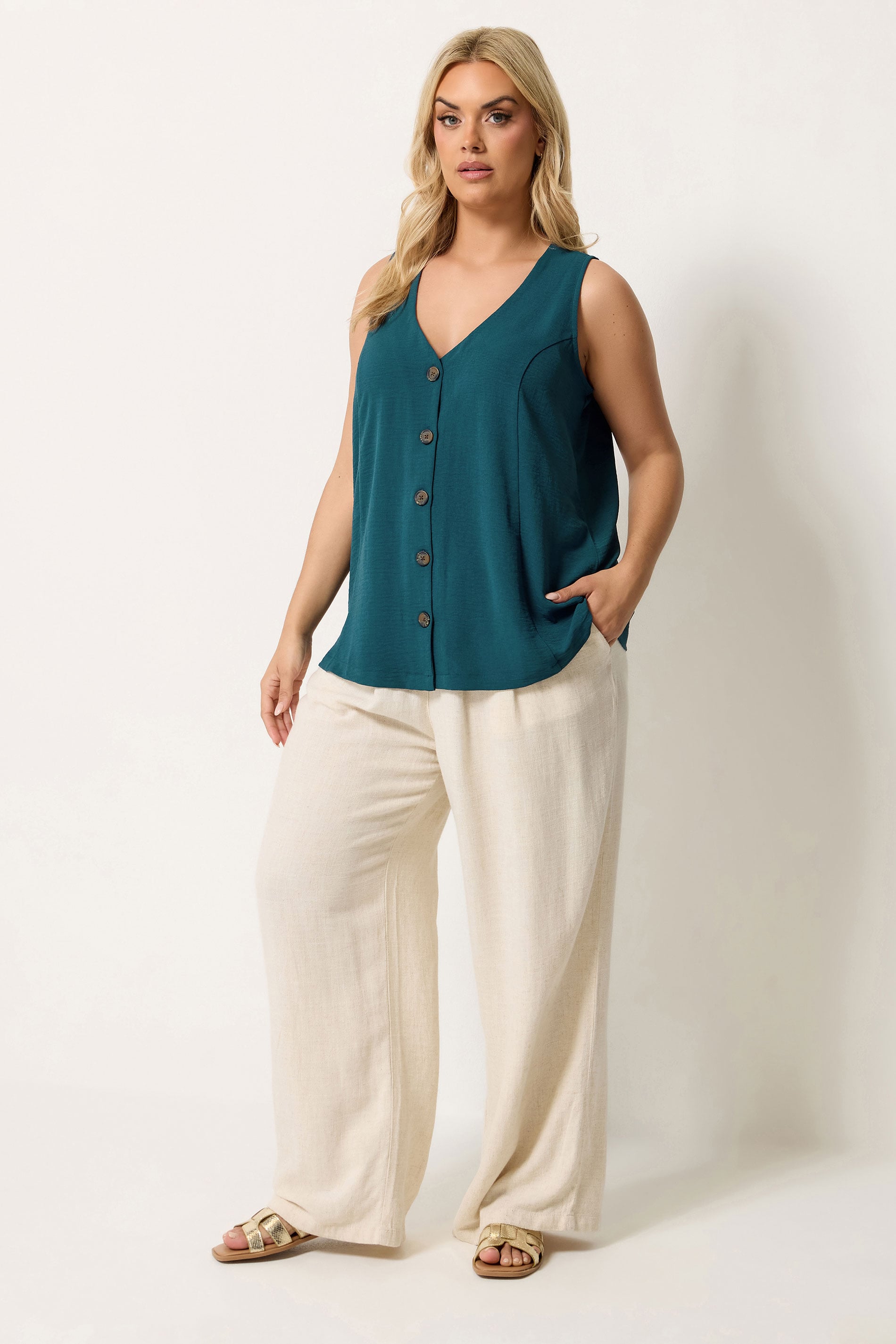 YOURS Plus Size Teal Green Waistcoat | Yours Clothing 5