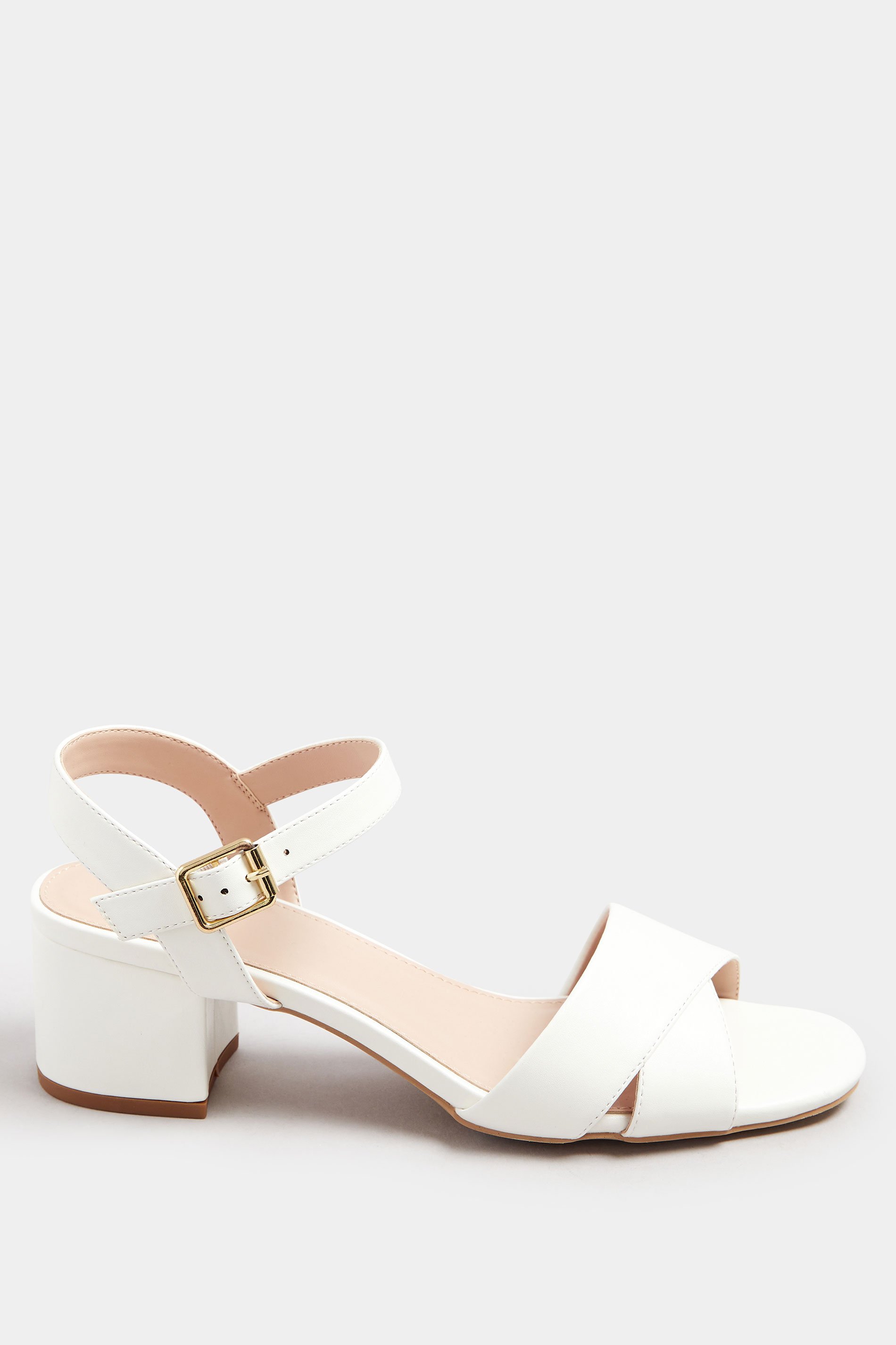 LTS White Cross Over Block Heel In Standard Fit | Long Tall Sally 3