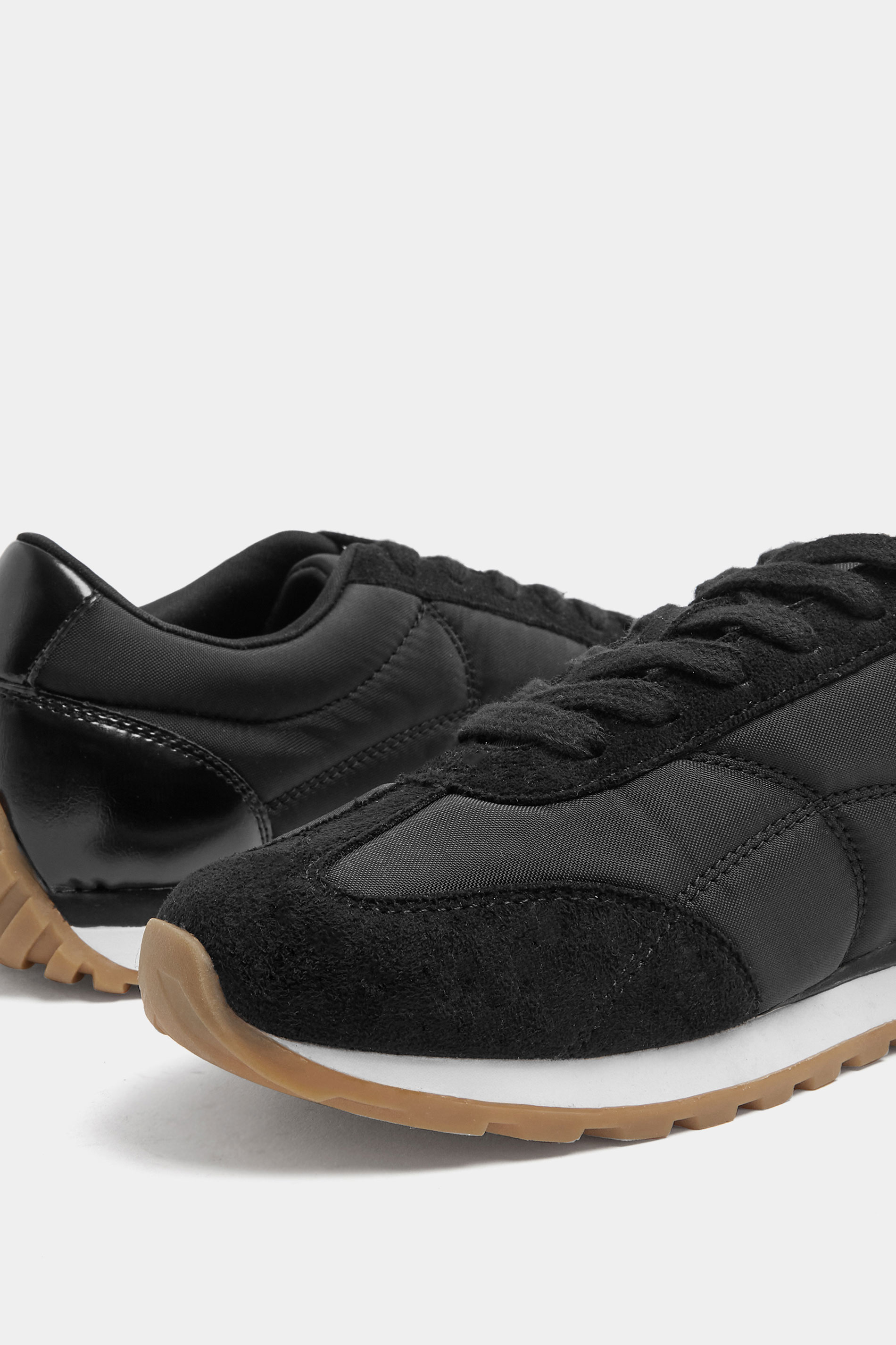 Black Quilted Trainers In Wide E Fit | Yours Clothing 5