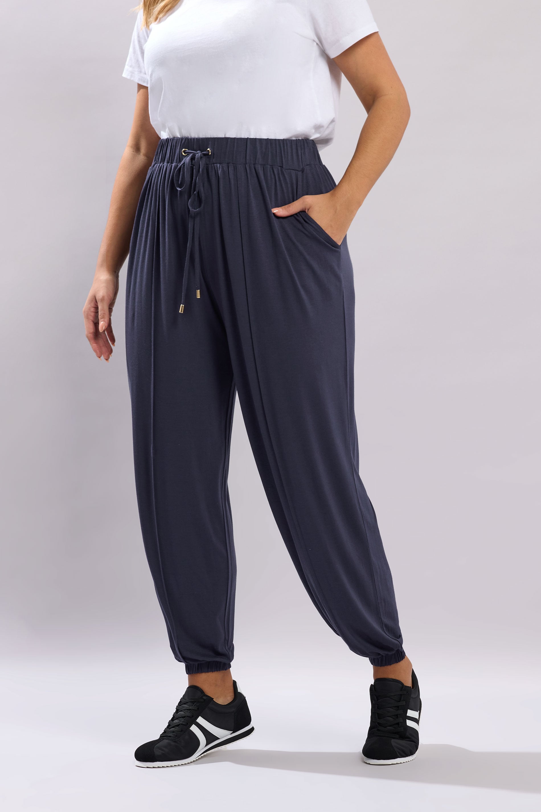 YOURS Plus Size Navy Blue Balloon Joggers | Yours Clothing 3
