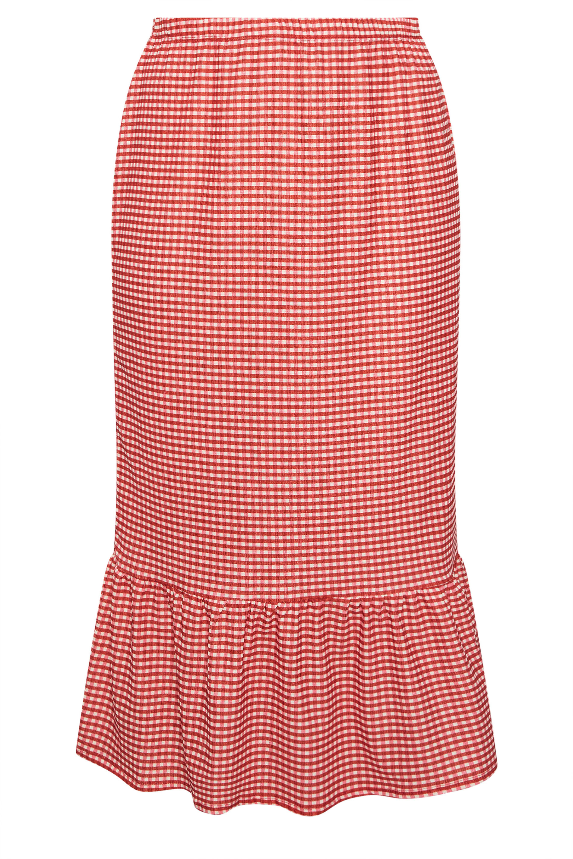 LIMITED COLLECTION Plus Size Red Gingham Print Maxi Skirt | Yours Clothing 6