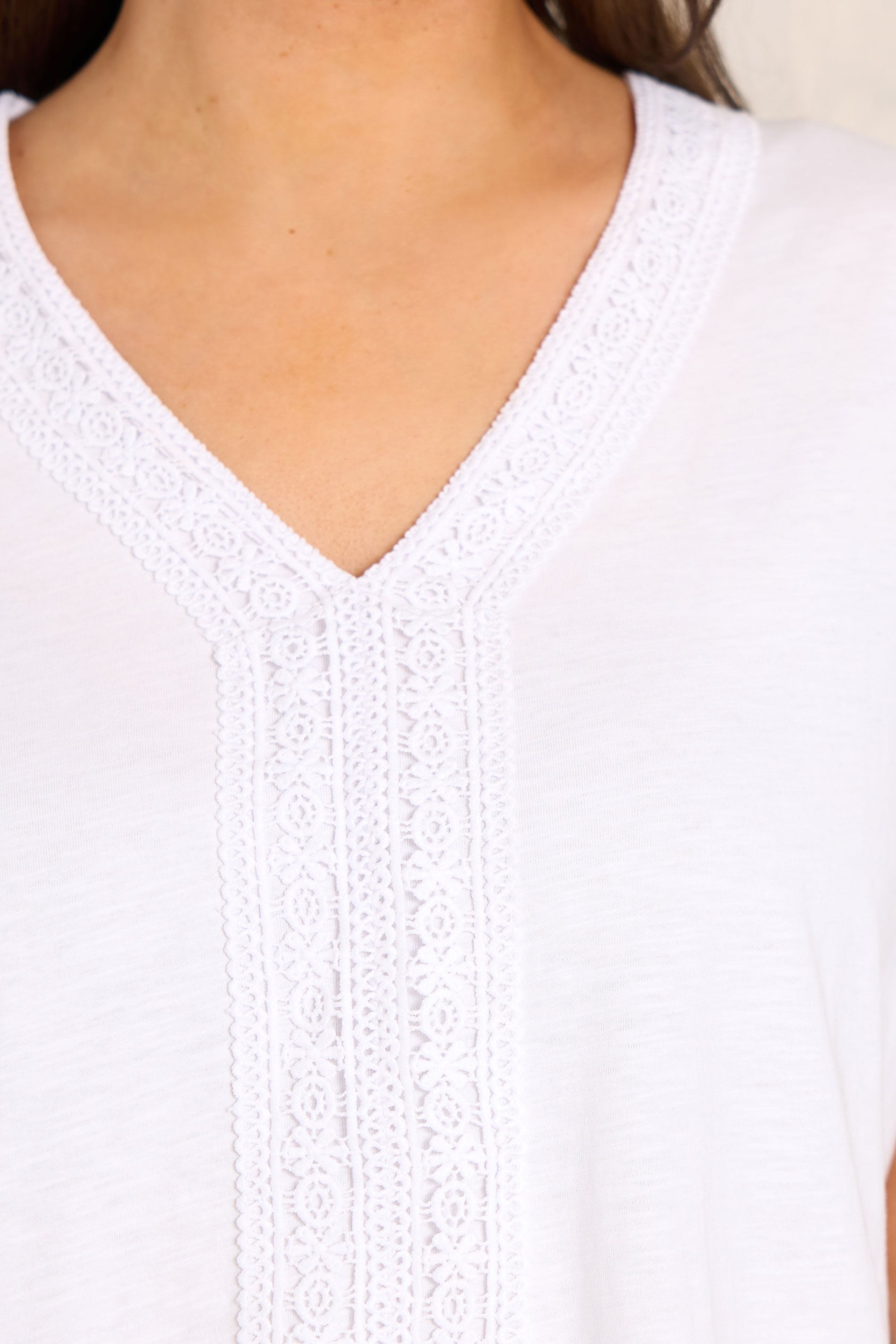EVANS Plus Size White Cotton Crochet Trim Top | Evans 4