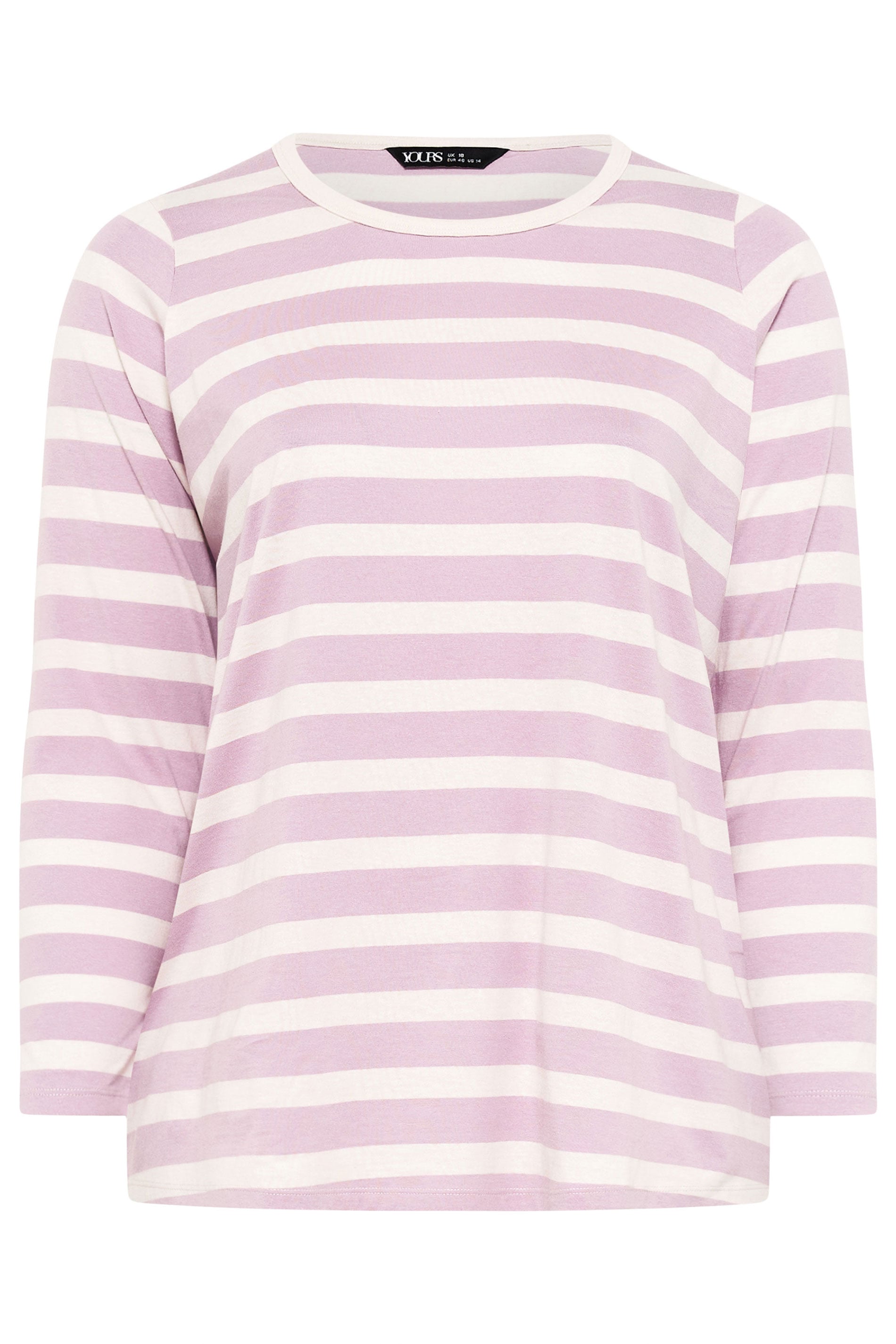 YOURS Plus Size Pink Stripe Long Sleeve T-Shirt | Yours Clothing 5