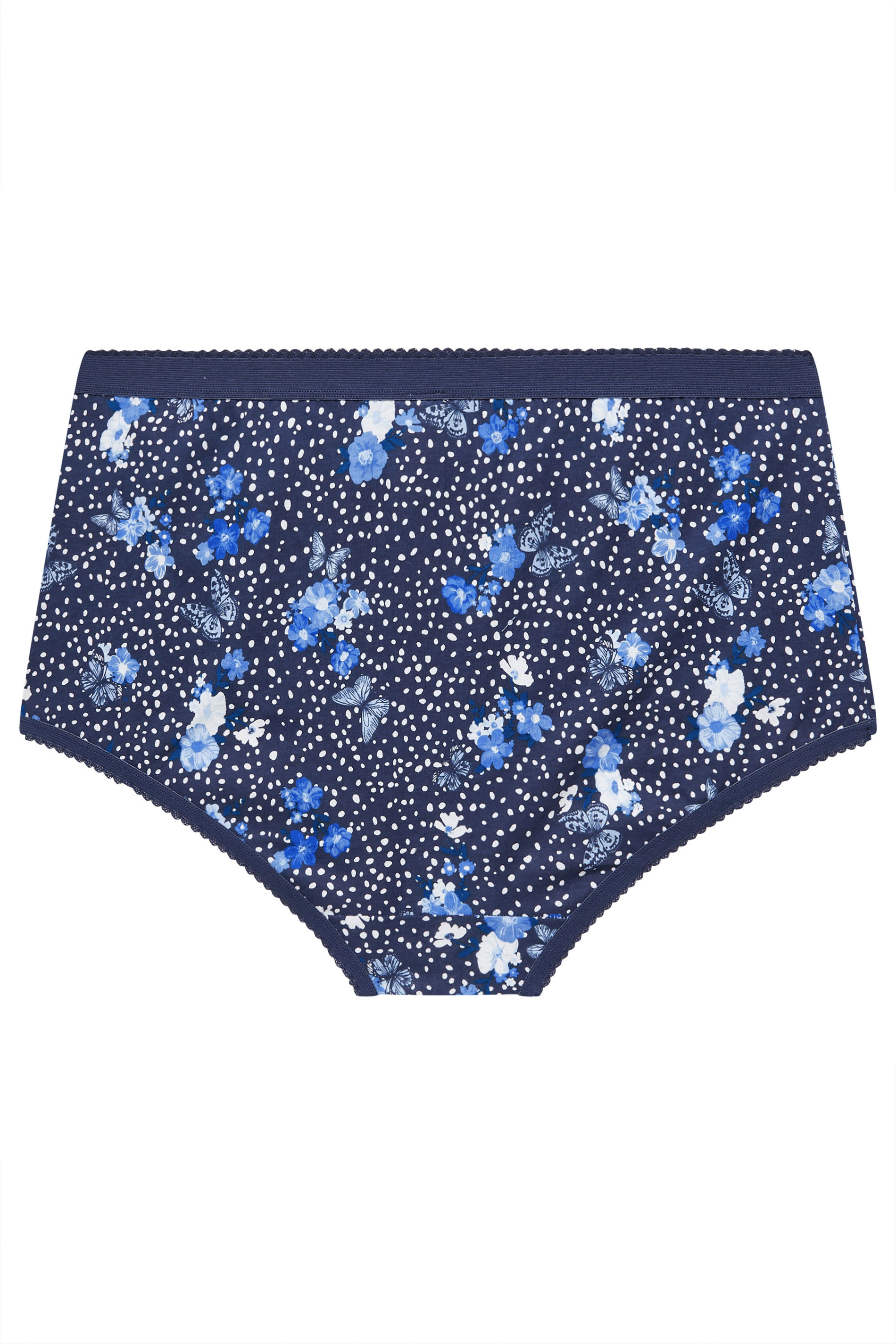YOURS 5 PACK Plus Size Blue Butterfly Print High Waisted Full Briefs | Yours Clothing 8