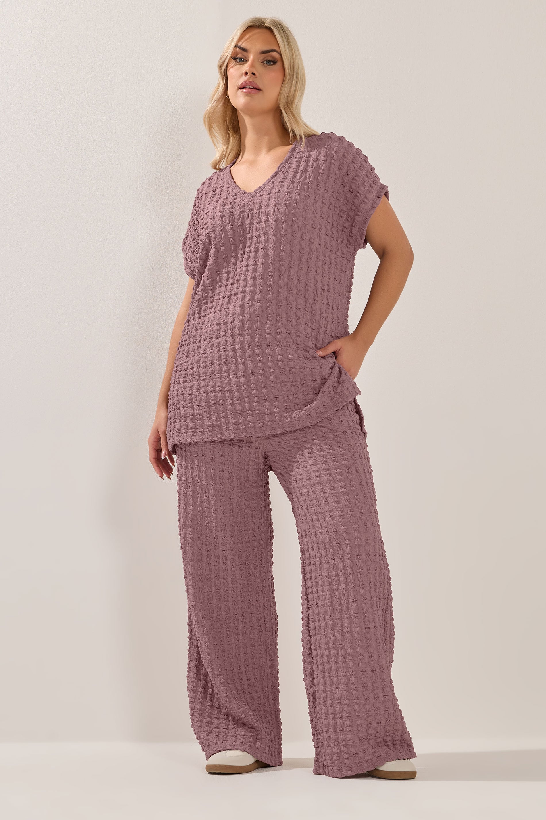 YOURS Plus Size Dusky Pink Bubble Textured T-Shirt | Yours Clothing 2