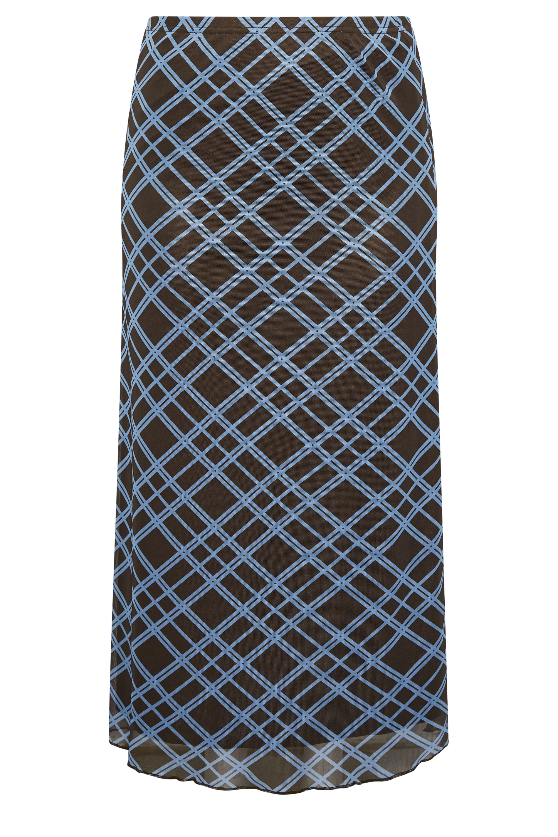 YOURS LONDON Plus Size Brown & Blue Check Maxi Skirt | Yours Clothing 6