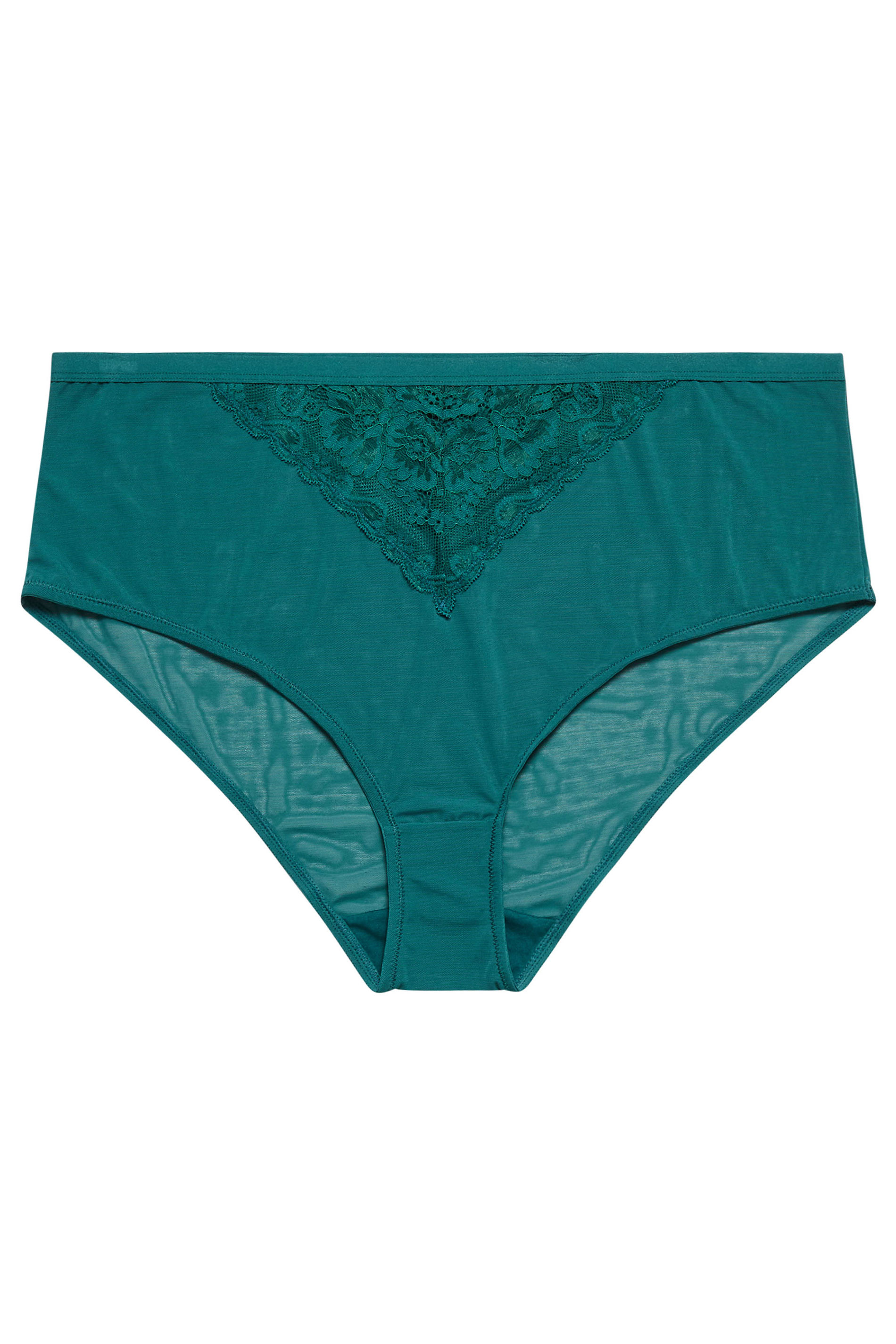 YOURS Plus Size Green Lace Detail Full Briefs | Yours Clothing 5