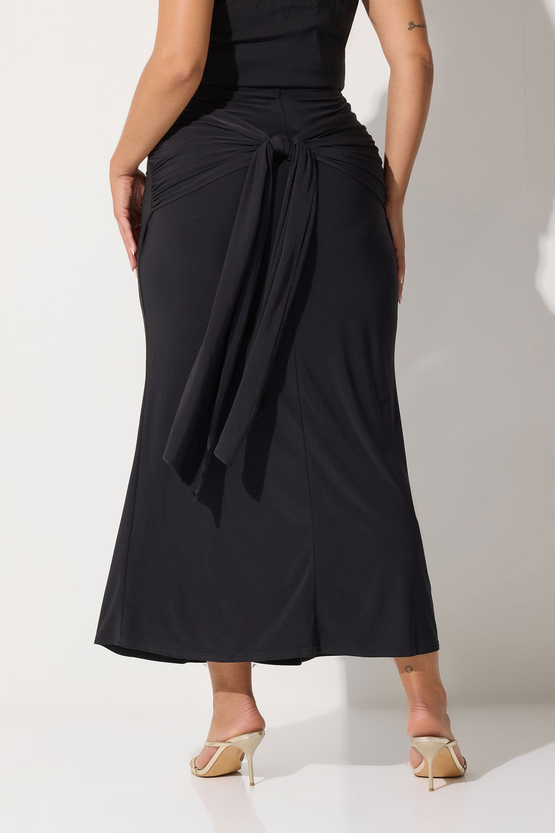 LIMITED COLLECTION Plus Size Black Tie Maxi Skirt | Yours Clothing 5