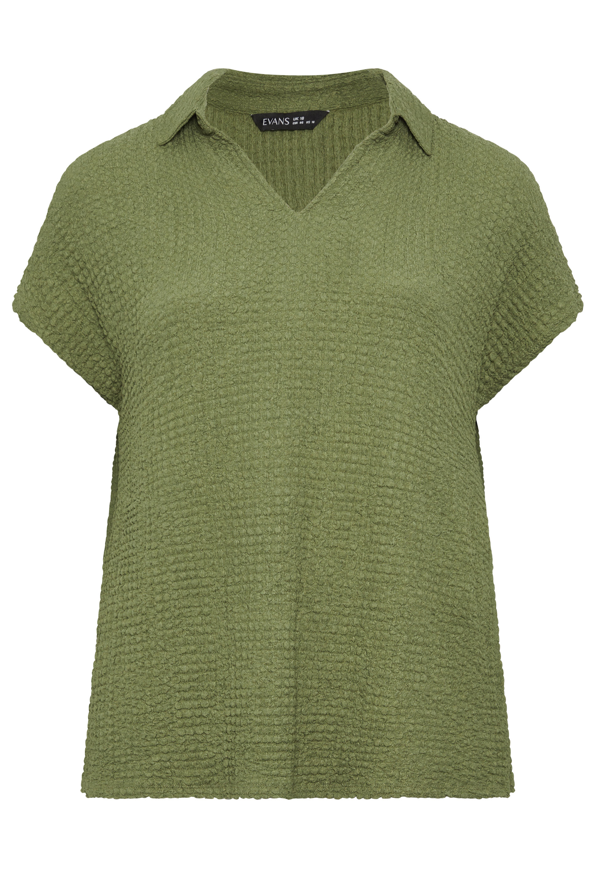 EVANS Plus Size Khaki Green Crinkle Short Sleeve Top | Evans 5