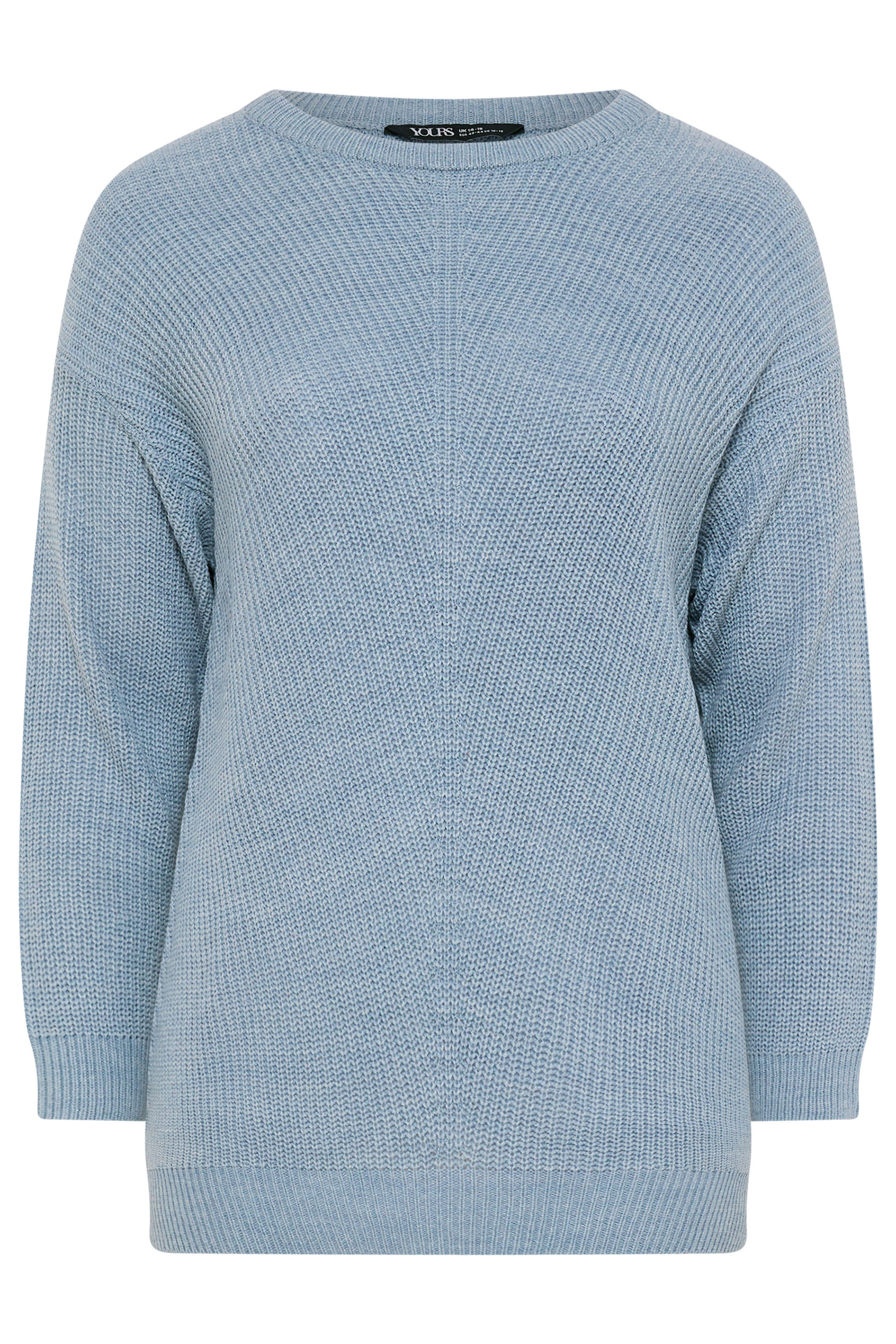 YOURS Plus Size Light Blue Essential Knitted Jumper | Yours Clothing 5