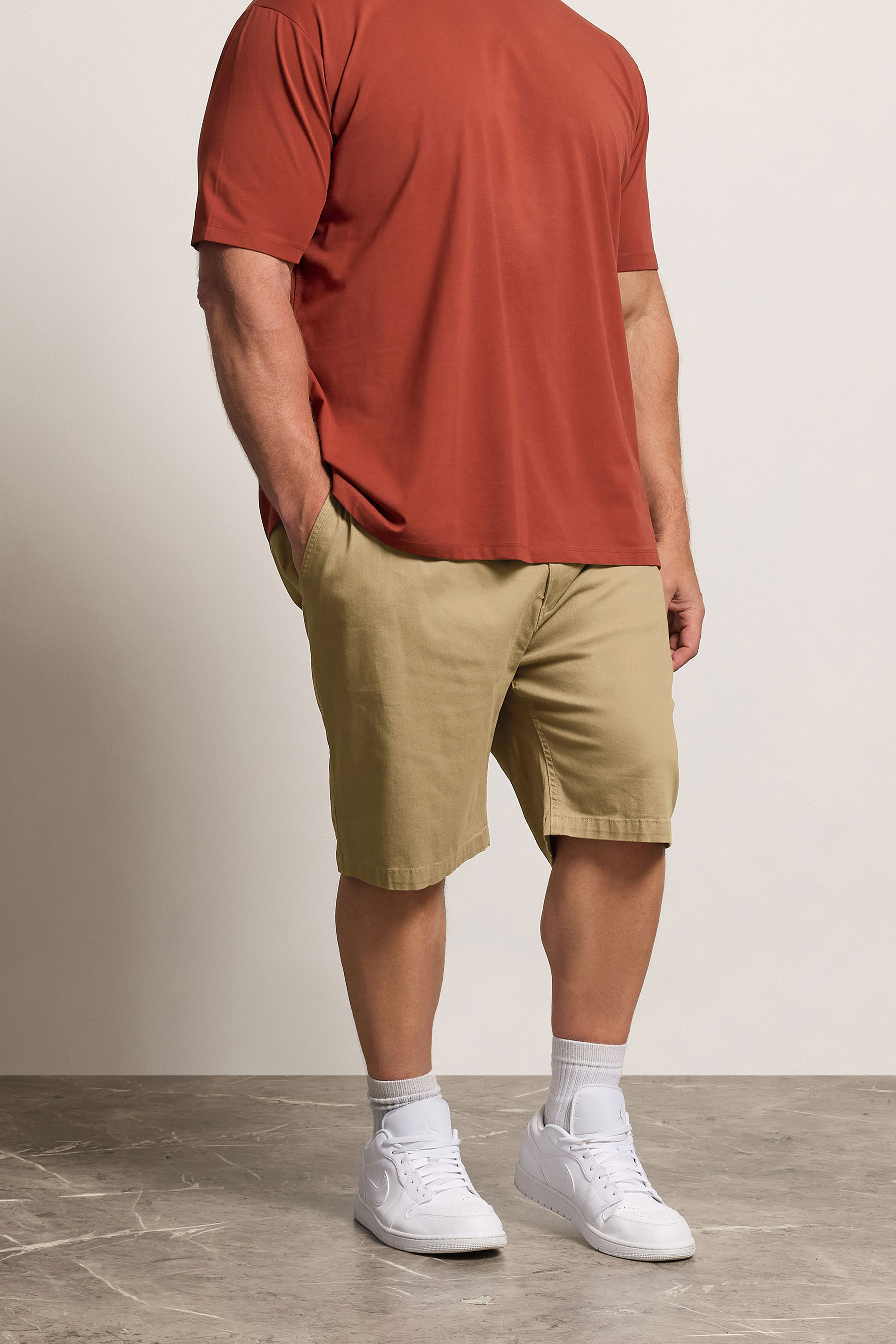 D555 Big & Tall Stone Brown Elasticated Stretch Shorts | BadRhino 3