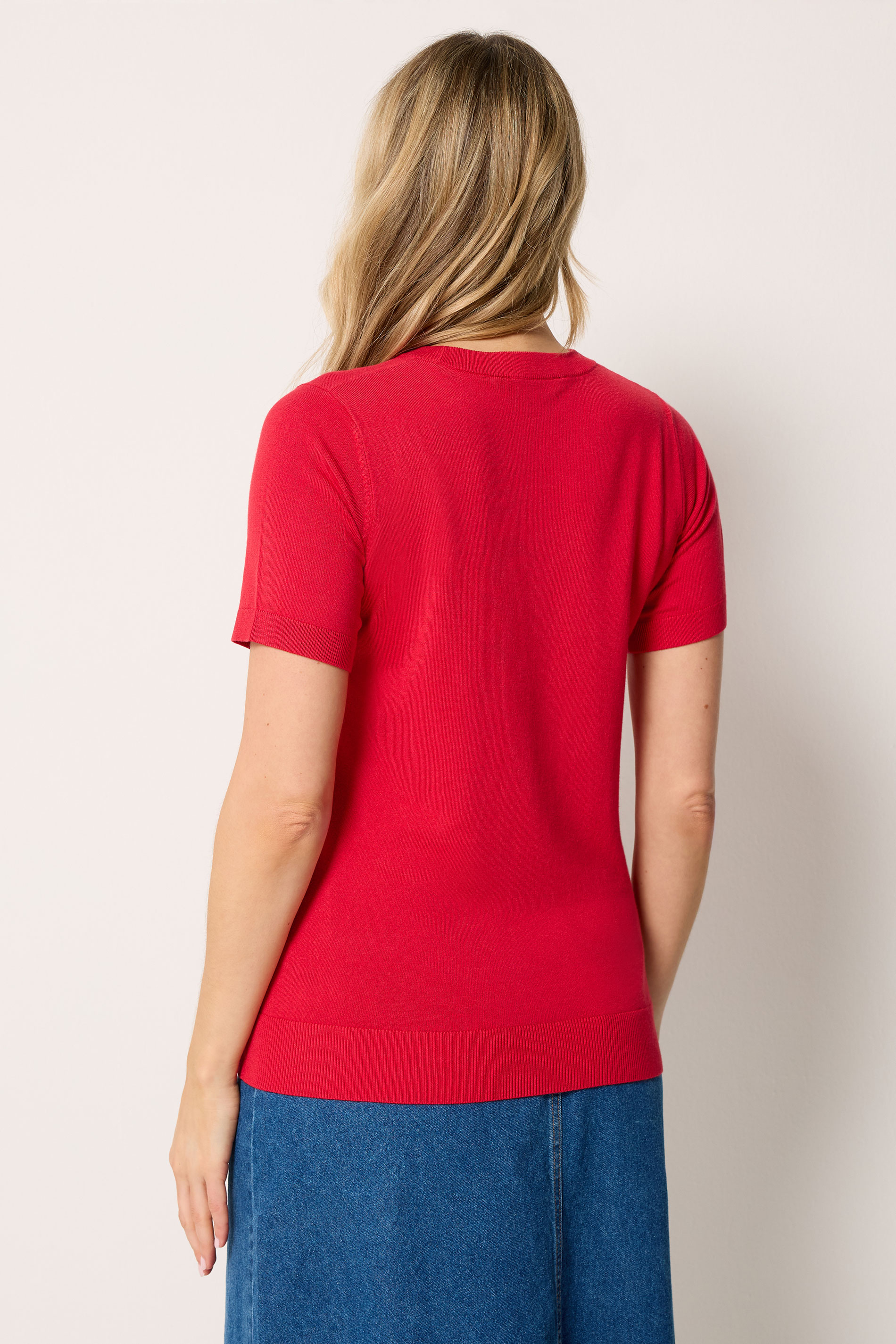 LTS Tall Women's Red Short Sleeve Knit Jumper | Long Tall Sally 4