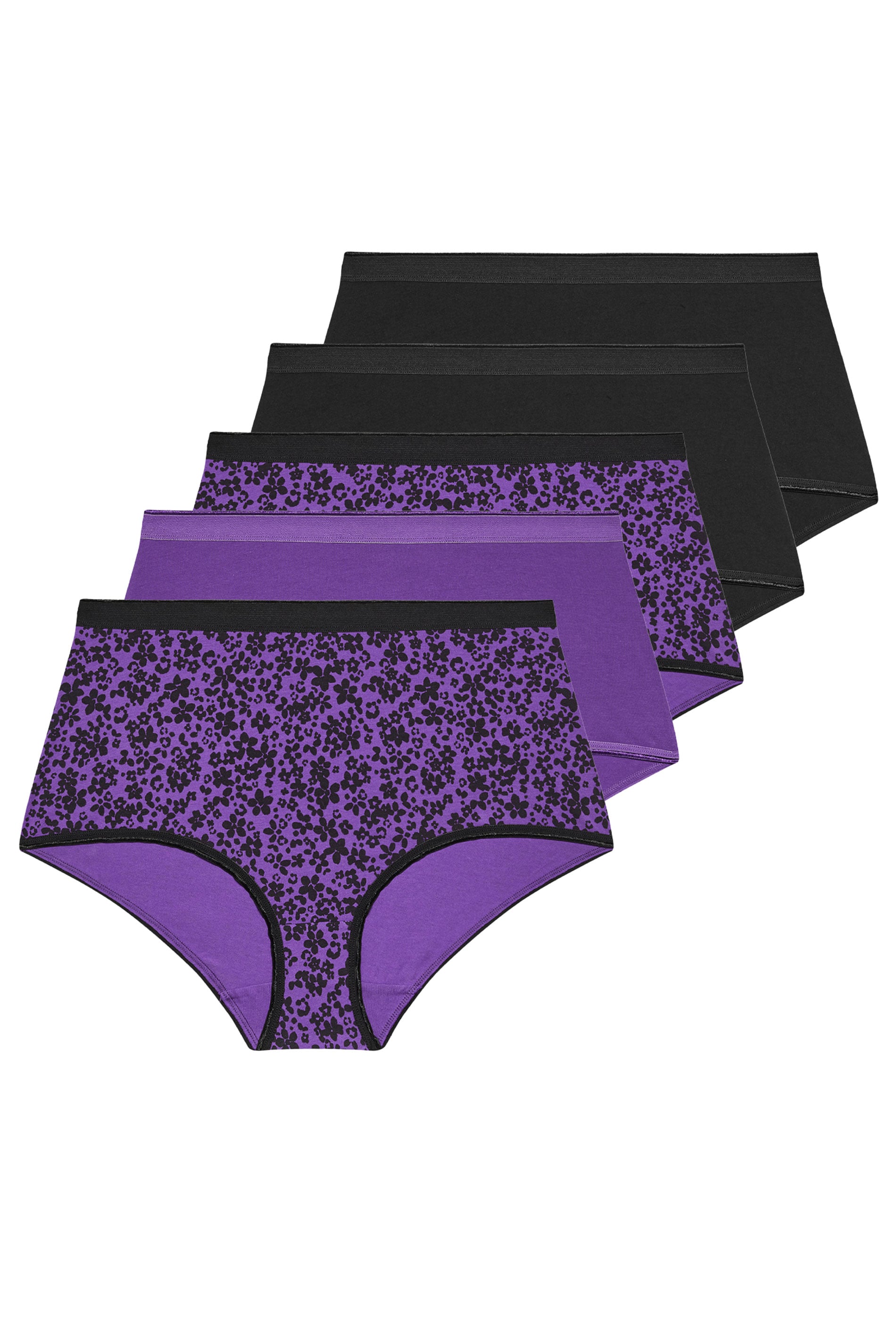 YOURSET 5 PACK Plus Size Purple Ditsy Print Full Briefs | Yours Clothing 3