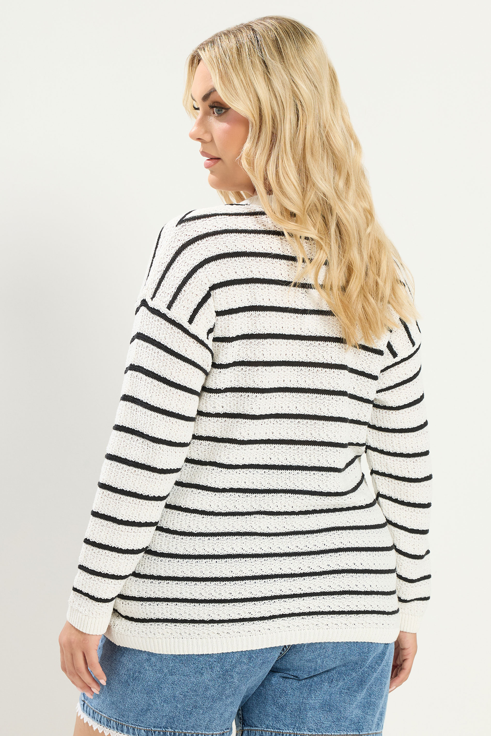 YOURS Plus Size Cream Stripe Knitted Jumper | Yours Clothing 2