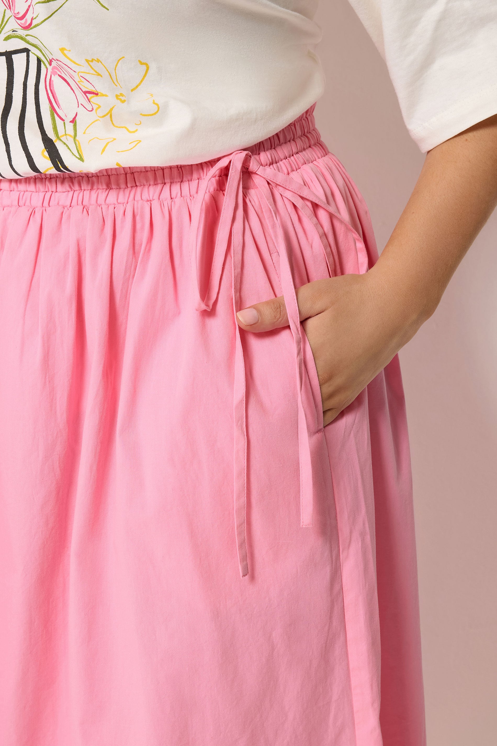 YOURS Plus Size Pink Poplin Midi Skirt | Yours Clothing 4