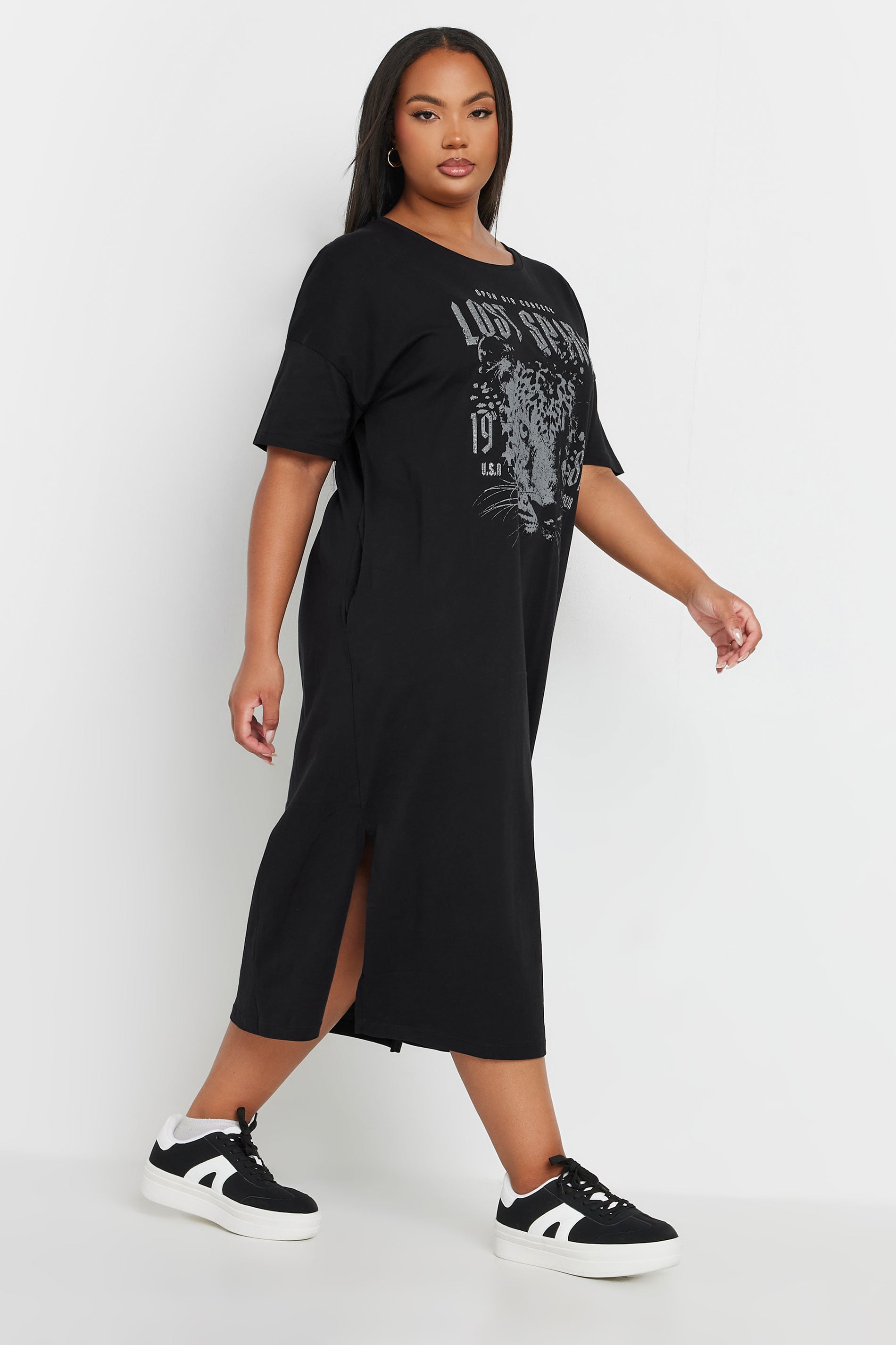 YOURS Plus Size Black 'Lost Spirit' Stud Midi Dress | Yours Clothing 1