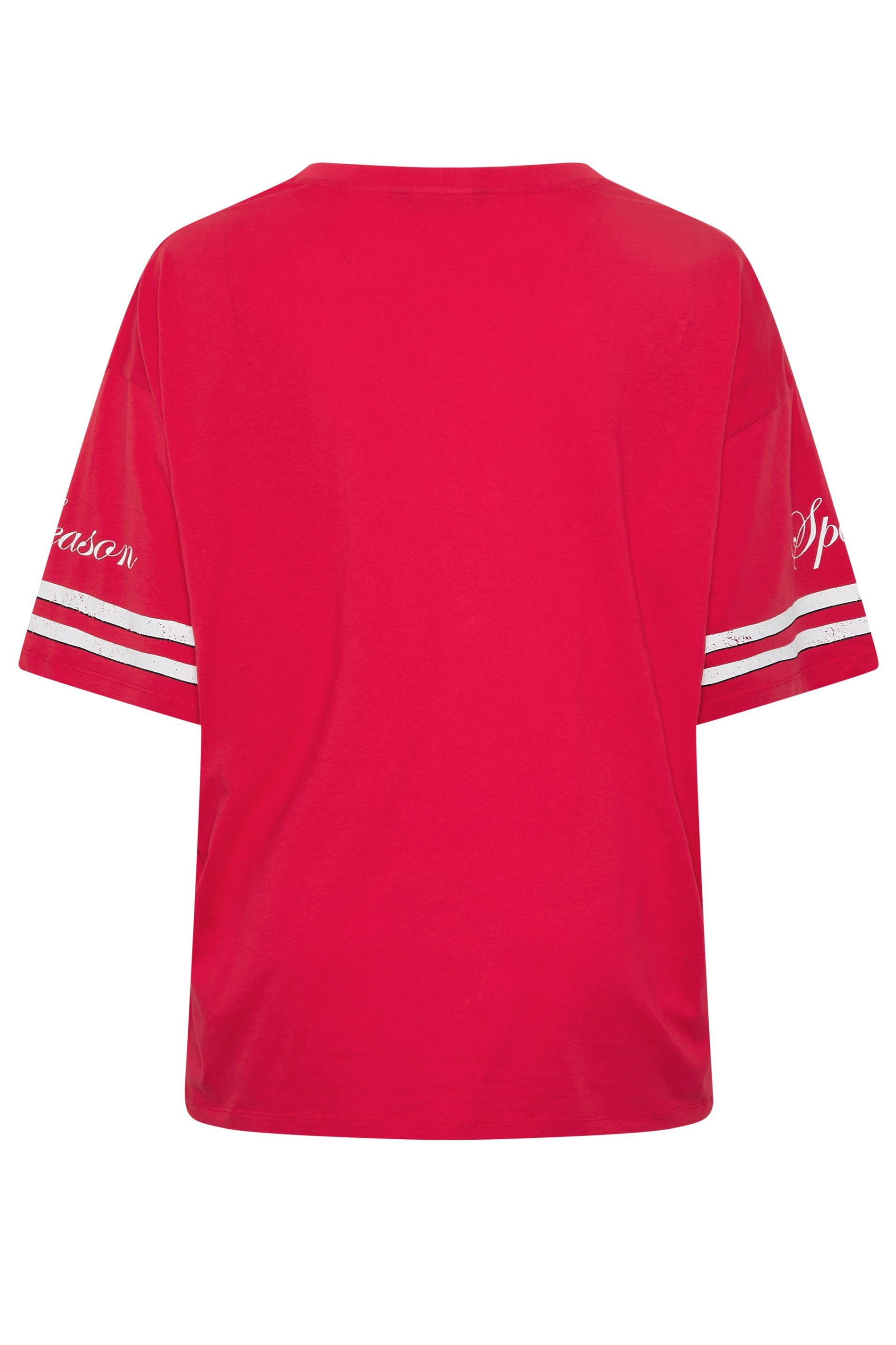 YOURS Plus Size Red 'Milano' Boxy Varsity T-Shirt | Yours Clothing 7