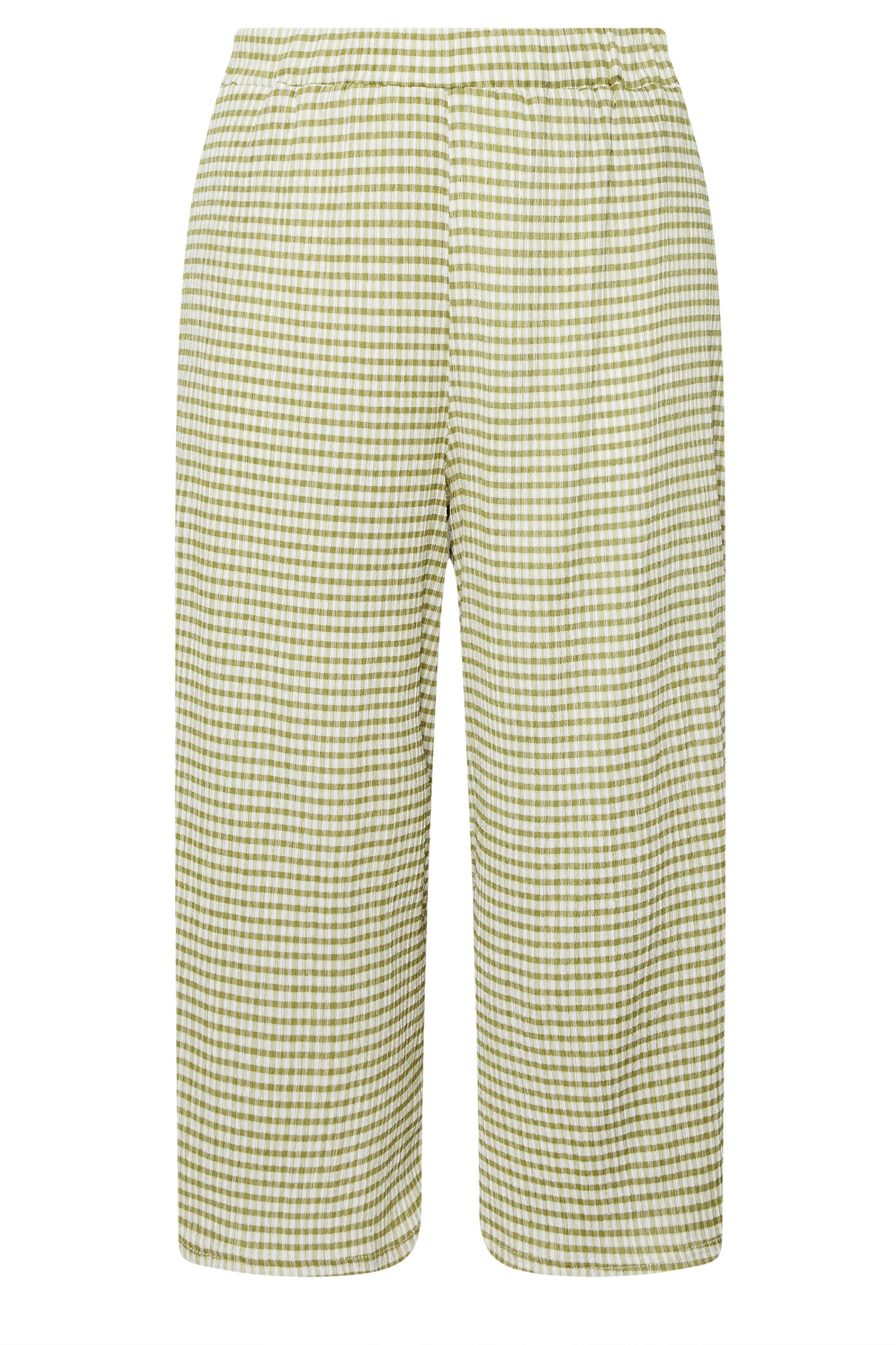 YOURS Plus Size Green Gingham Textured Midaxi Culottes | Yours Clothing 5