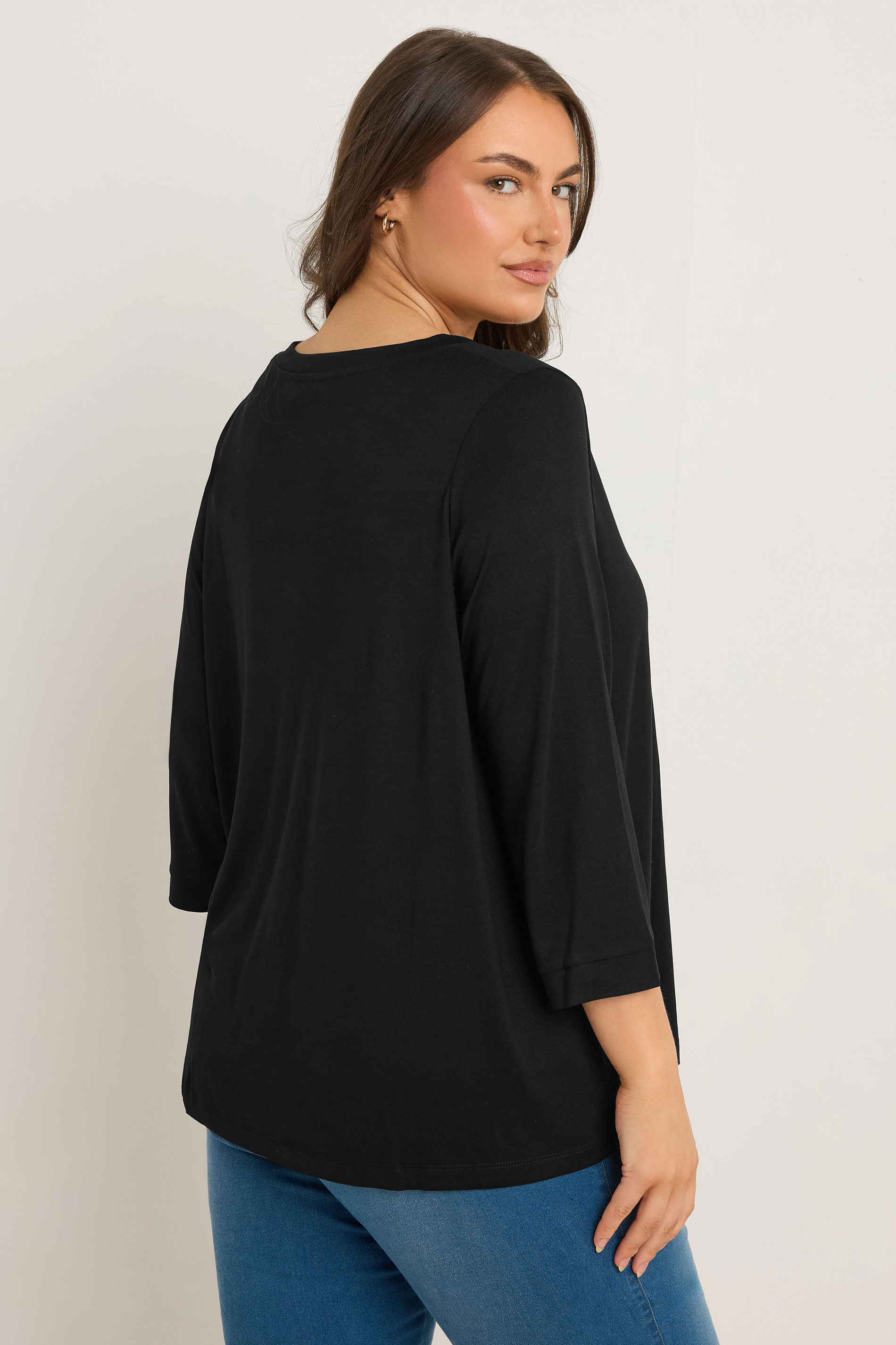 EVANS Plus Size Black V-Neck Modal Top | Evans 2