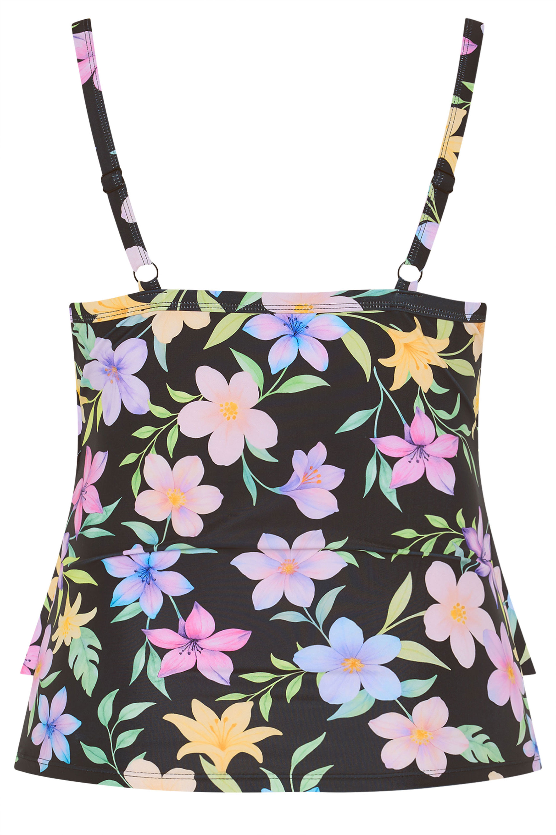 YOURS Plus Size Black Pastel Floral Tankini Top | Yours Clothing 6