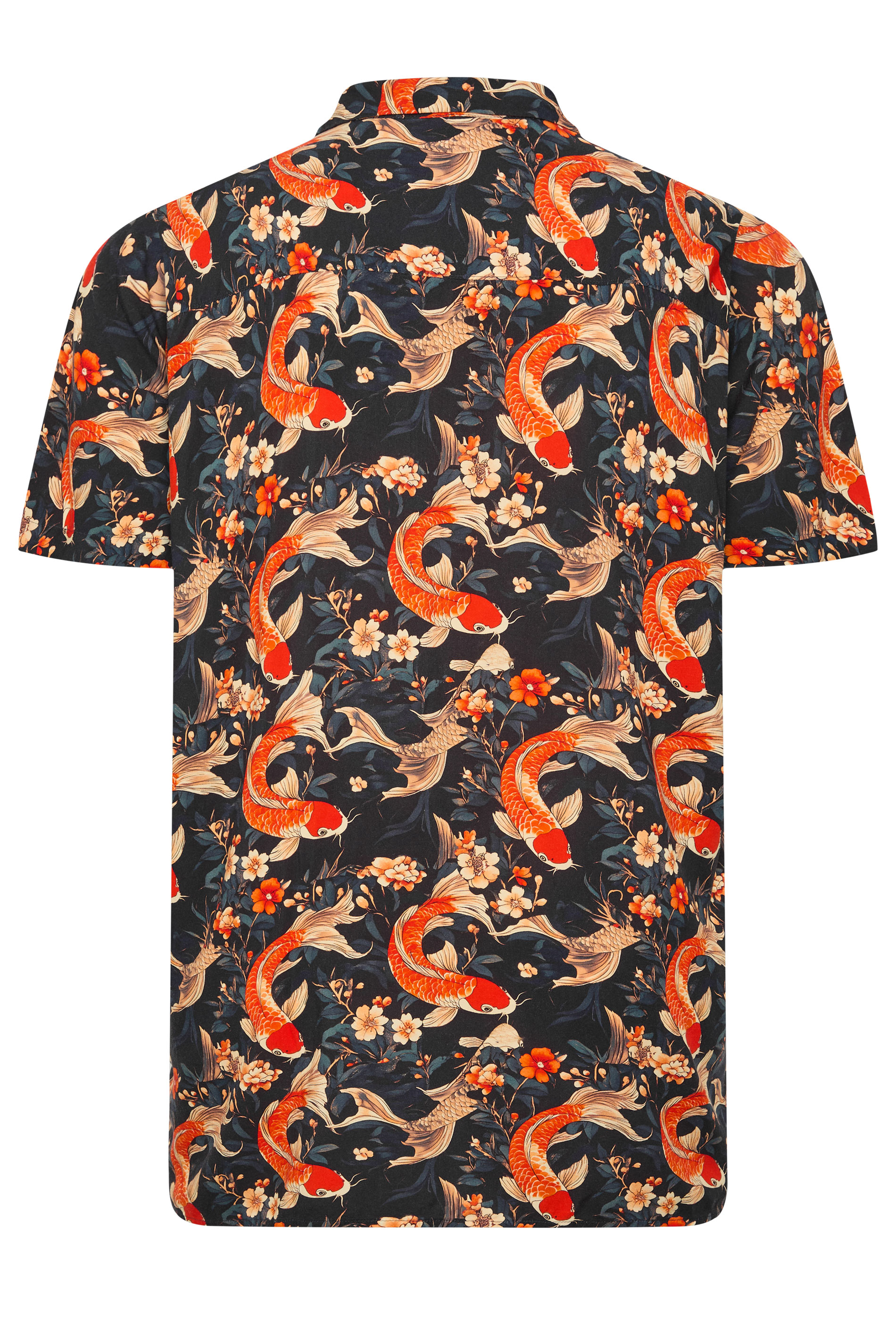 JACK & JONES Big & Tall Brown Fish Print Resort Shirt | Badrhino 4