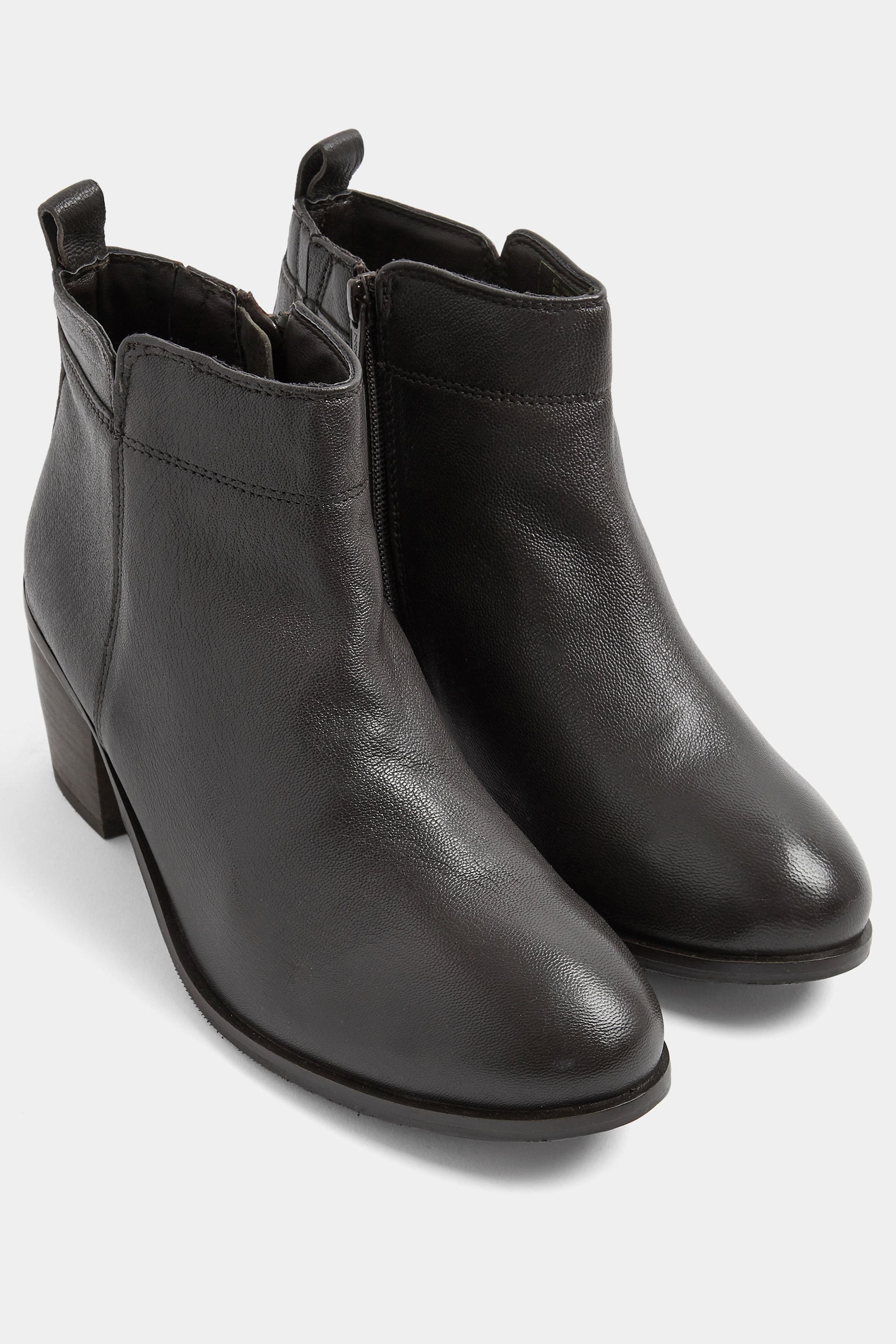 Brown Leather Heeled Ankle Boots In Wide E Fit | Yours Clothing 3