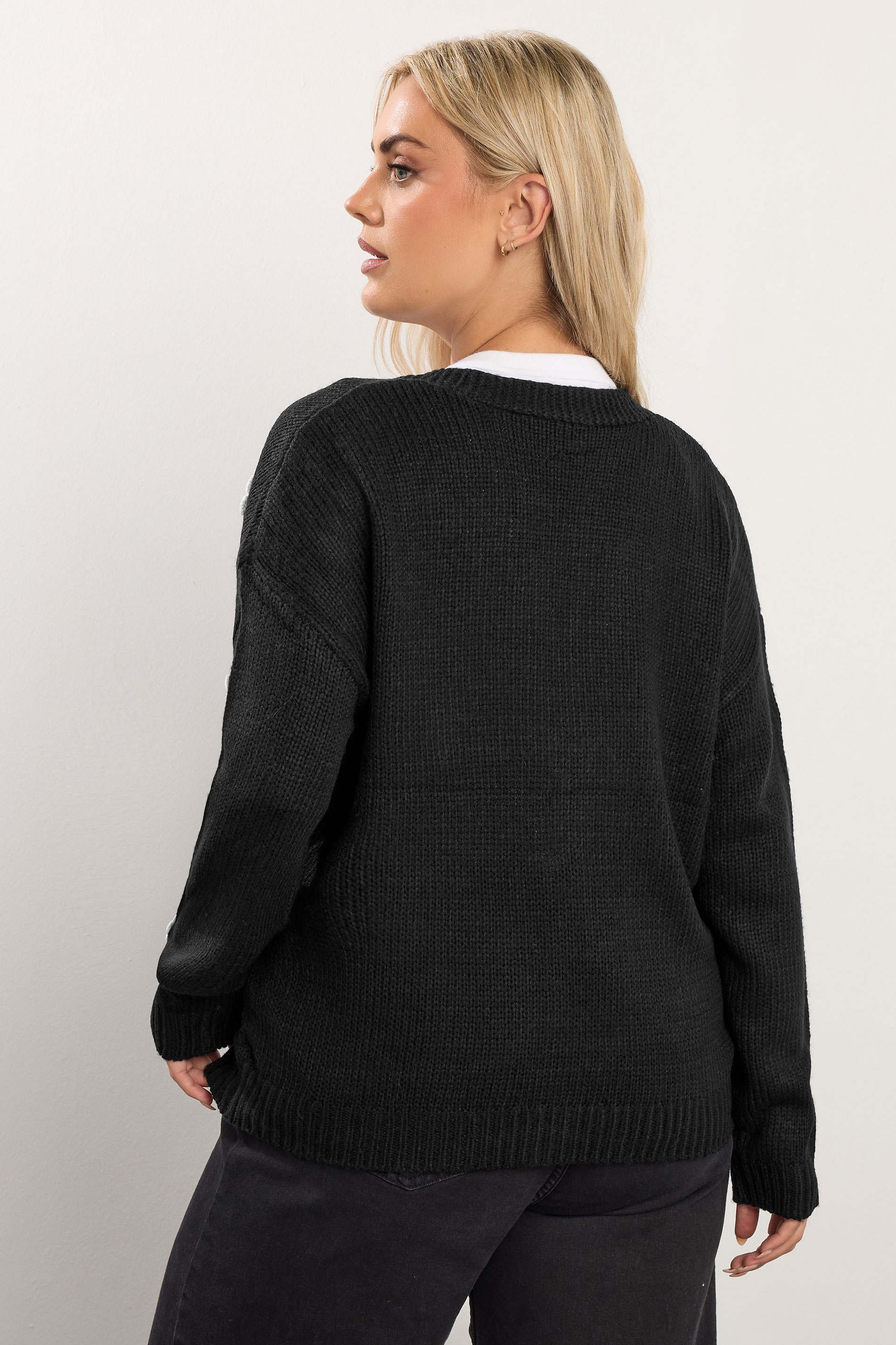 YOURS Plus Size Black Applique Flower Cardigan | Yours Clothing 4