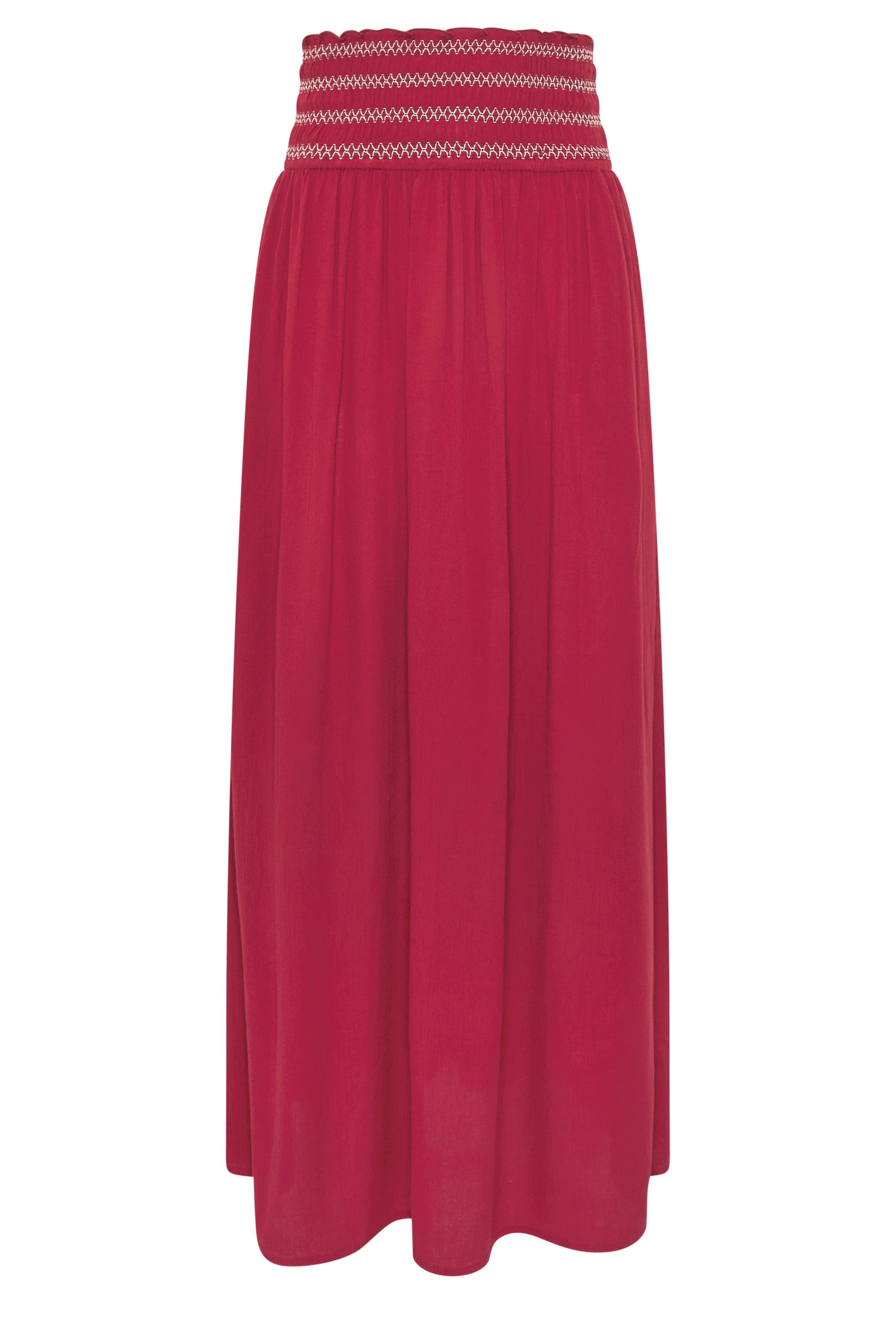 LTS Tall Women's Berry Red Embroidered Waist Maxi Skirt | Long Tall Sally 5