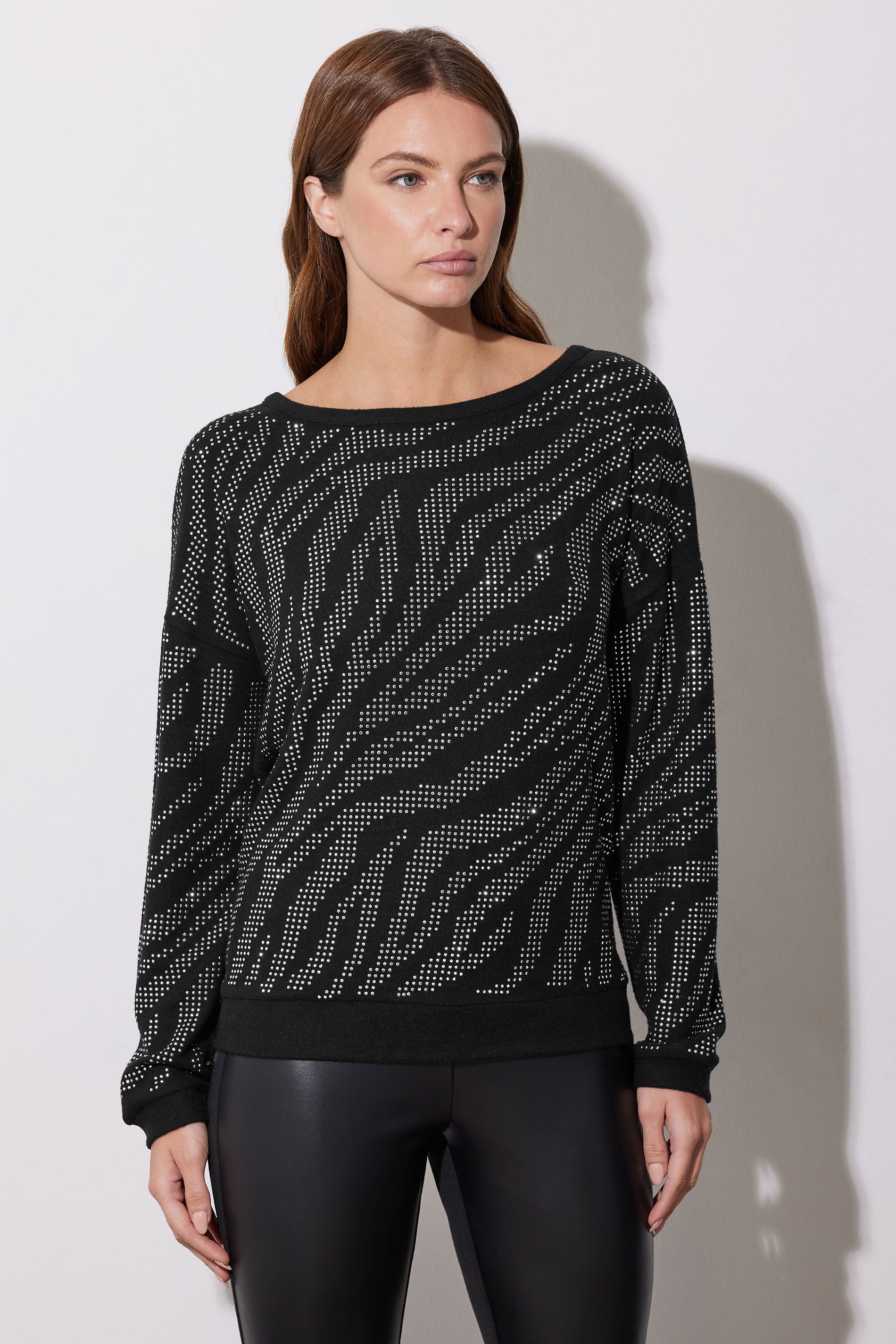 STAR Black Animal Diamante Embellished Jumper | StarByJM 3