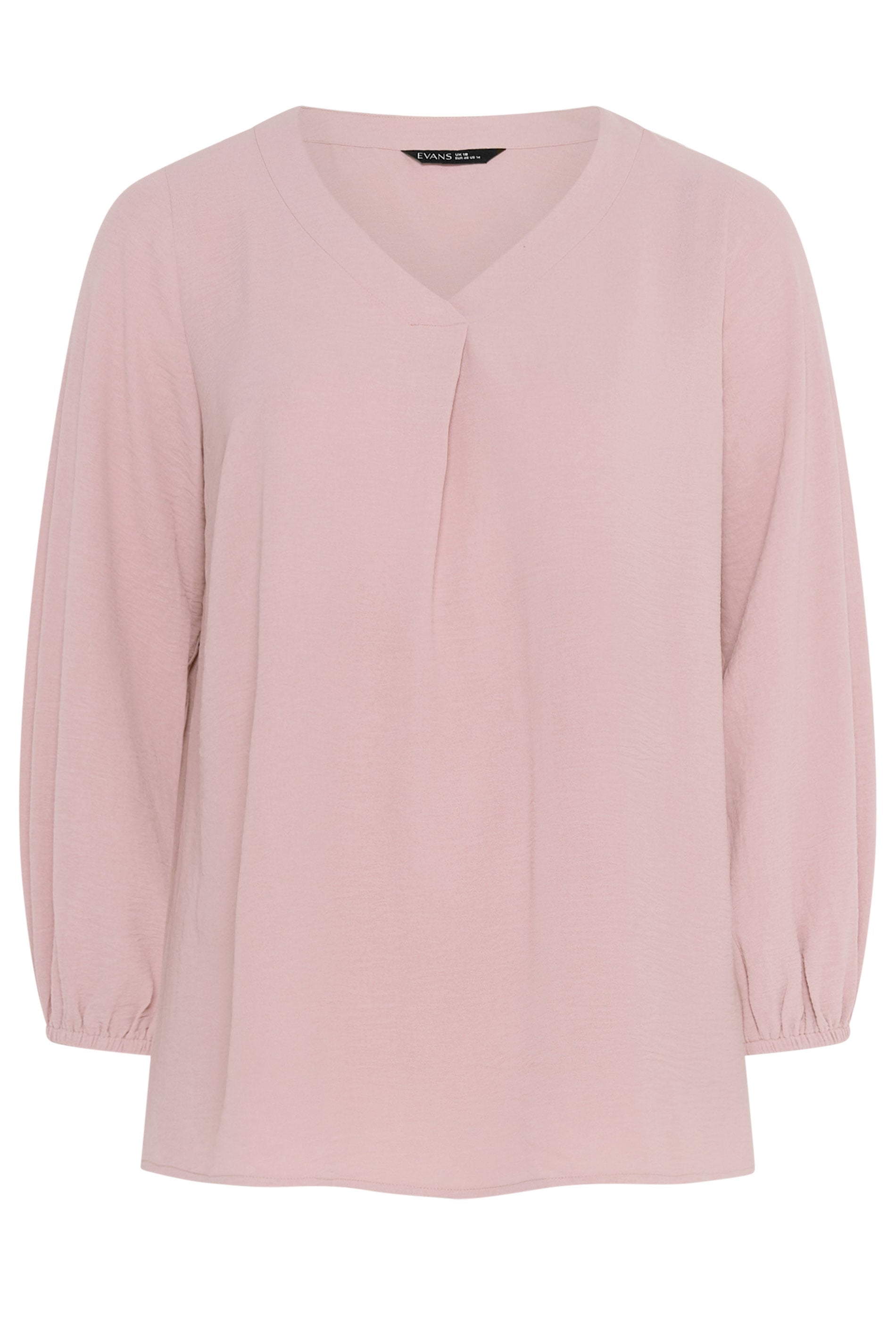 EVANS Plus Size Pink Pleat Front Long Sleeve Blouse | Evans 5