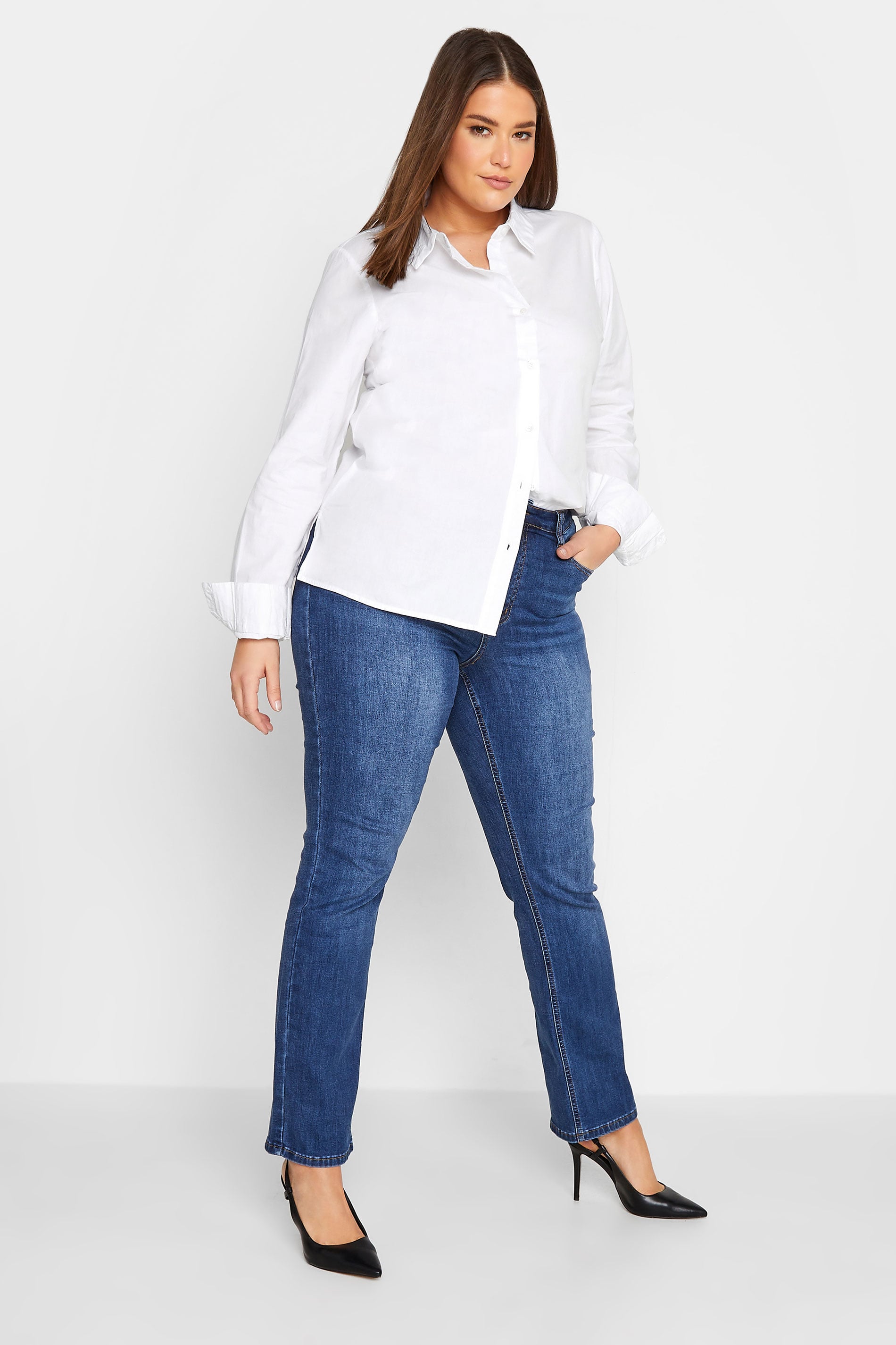 Tall Women's LTS White Cotton Shirt | Long Tall Sally  1