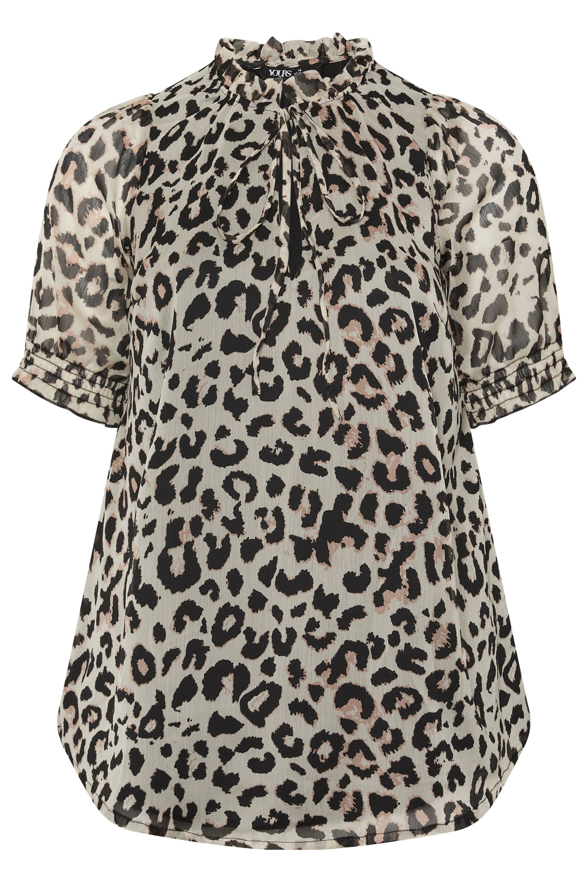 YOURS Plus Size White Leopard Frill Neck Blouse | Yours Clothing 5
