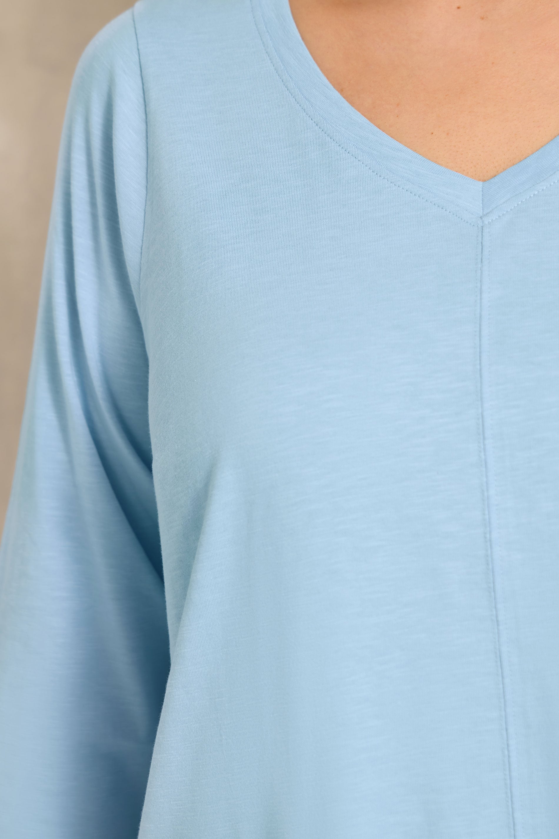 EVANS Plus Size Sky Blue V-Neck Cotton Top | Evans 4