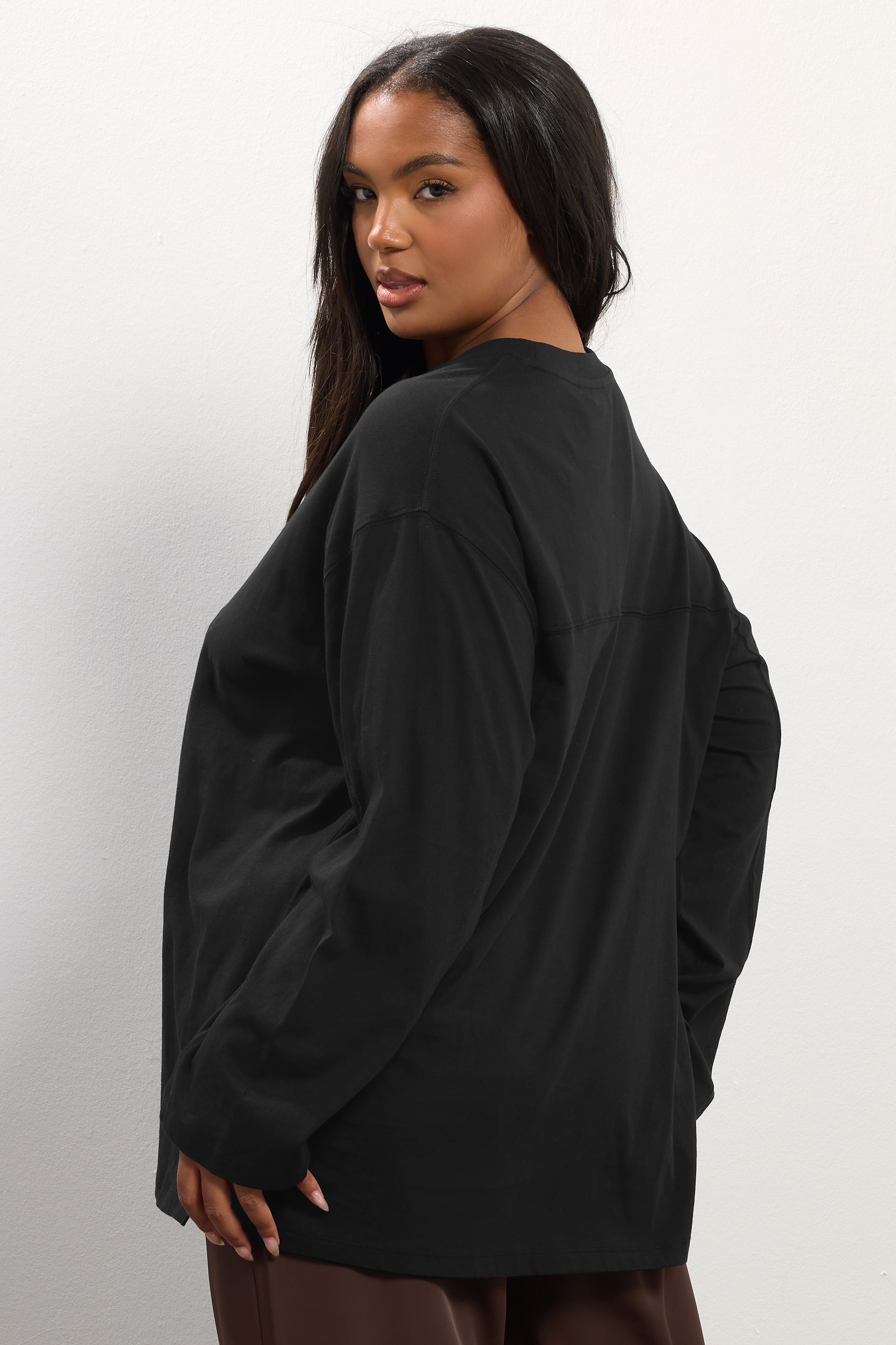 YOURS Plus Size Black Seam Detail Skater Top | Yours Clothing 2