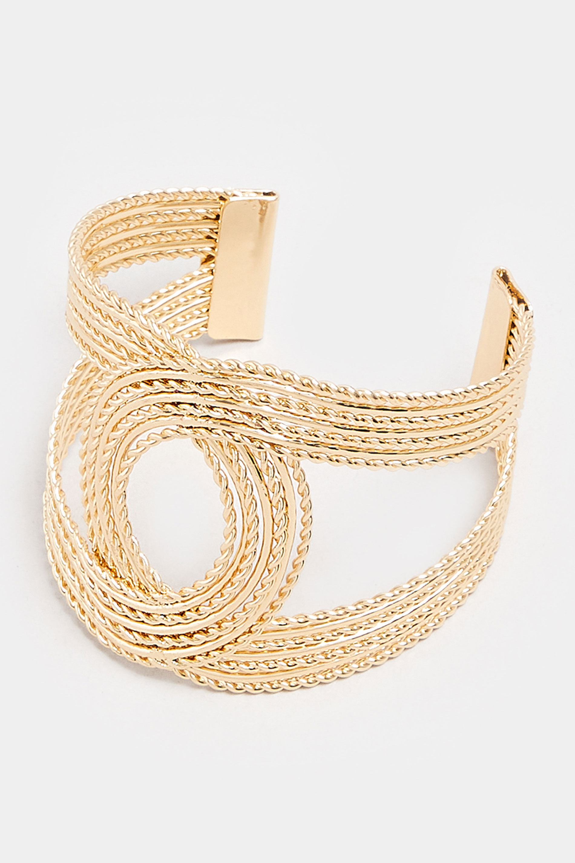 Gold Tone Twisted Statement Cuff Bangle | Yours Clothing 3
