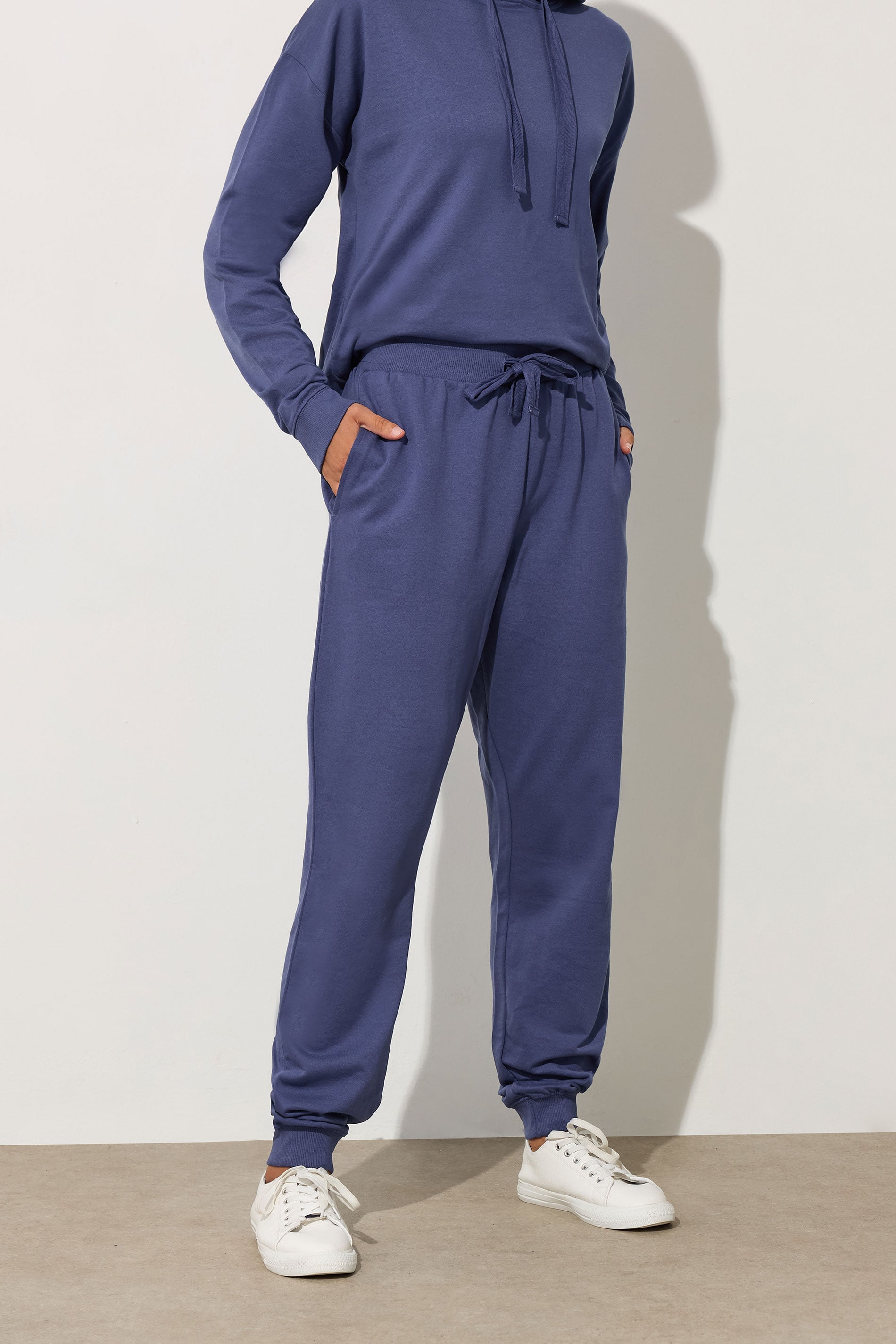 LTS Tall Blue Jersey Drawcord Cuffed Joggers | Long Tall Sally 1