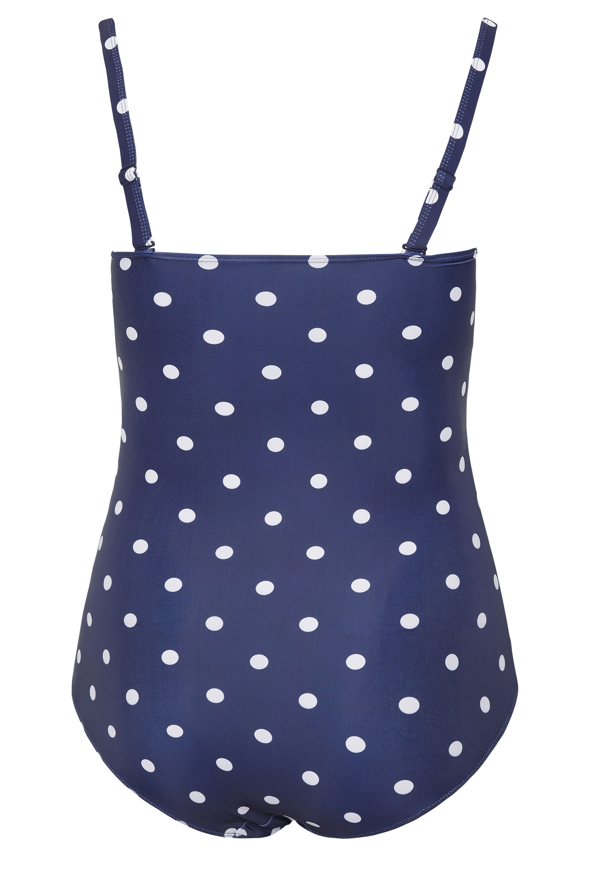 YOURS Plus Size Navy Blue Polka Dot Shirred Swimsuit | Yours Clothing 8